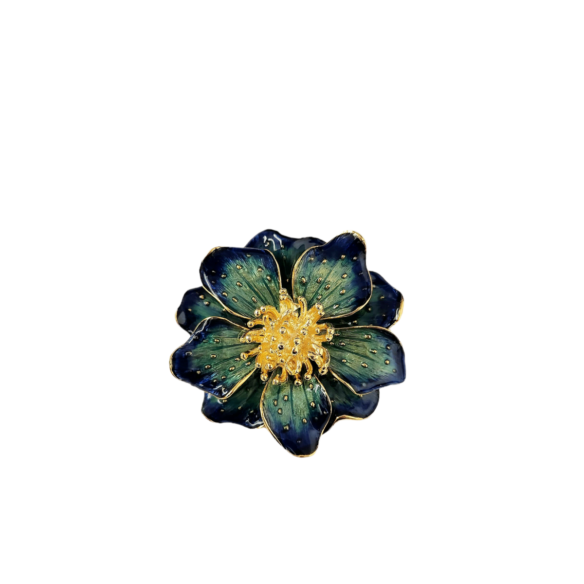 Blue Enamel Flower Pin