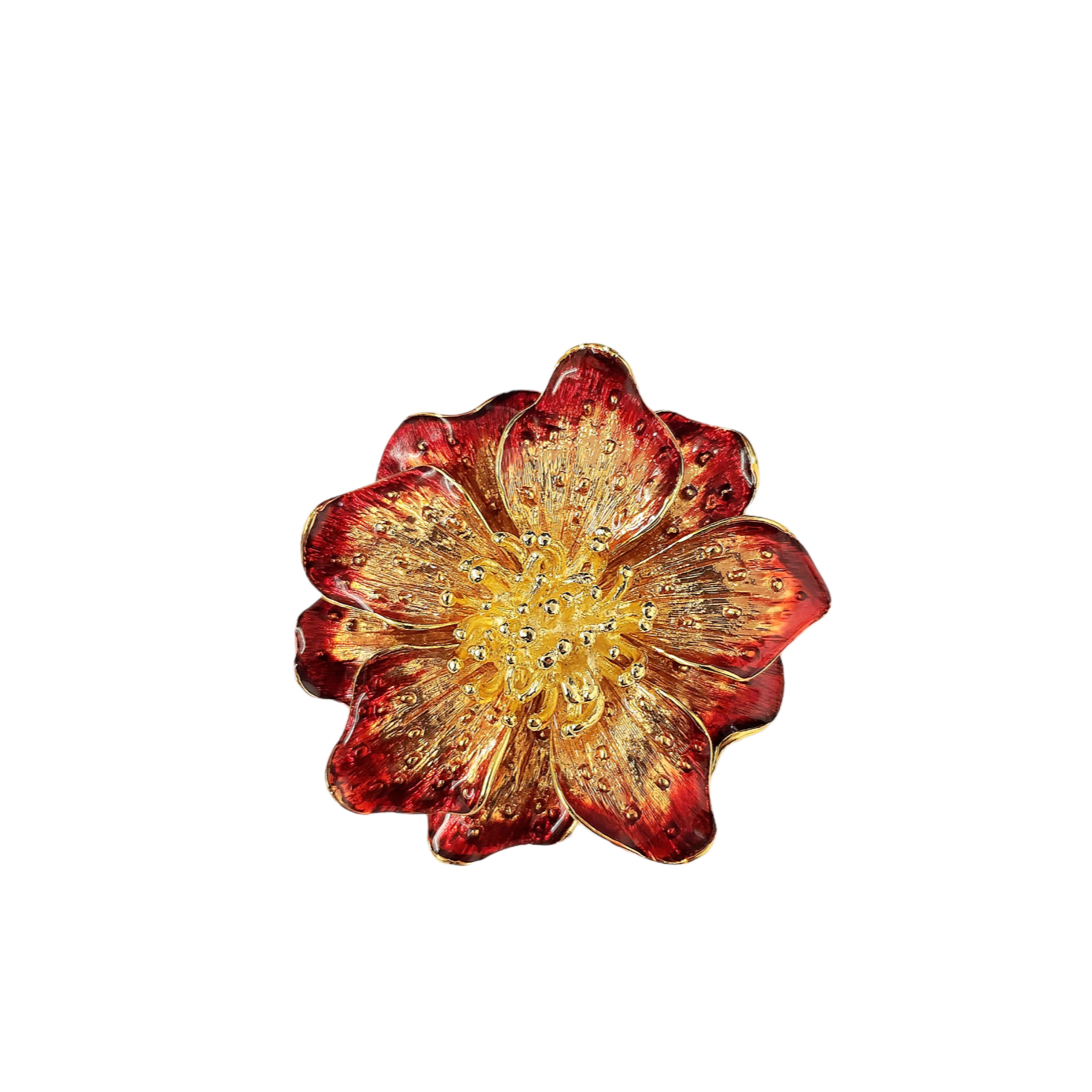 Red Enamel Flower Pin