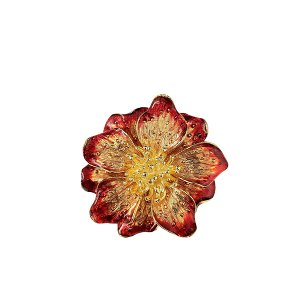 Red Enamel Flower Pin