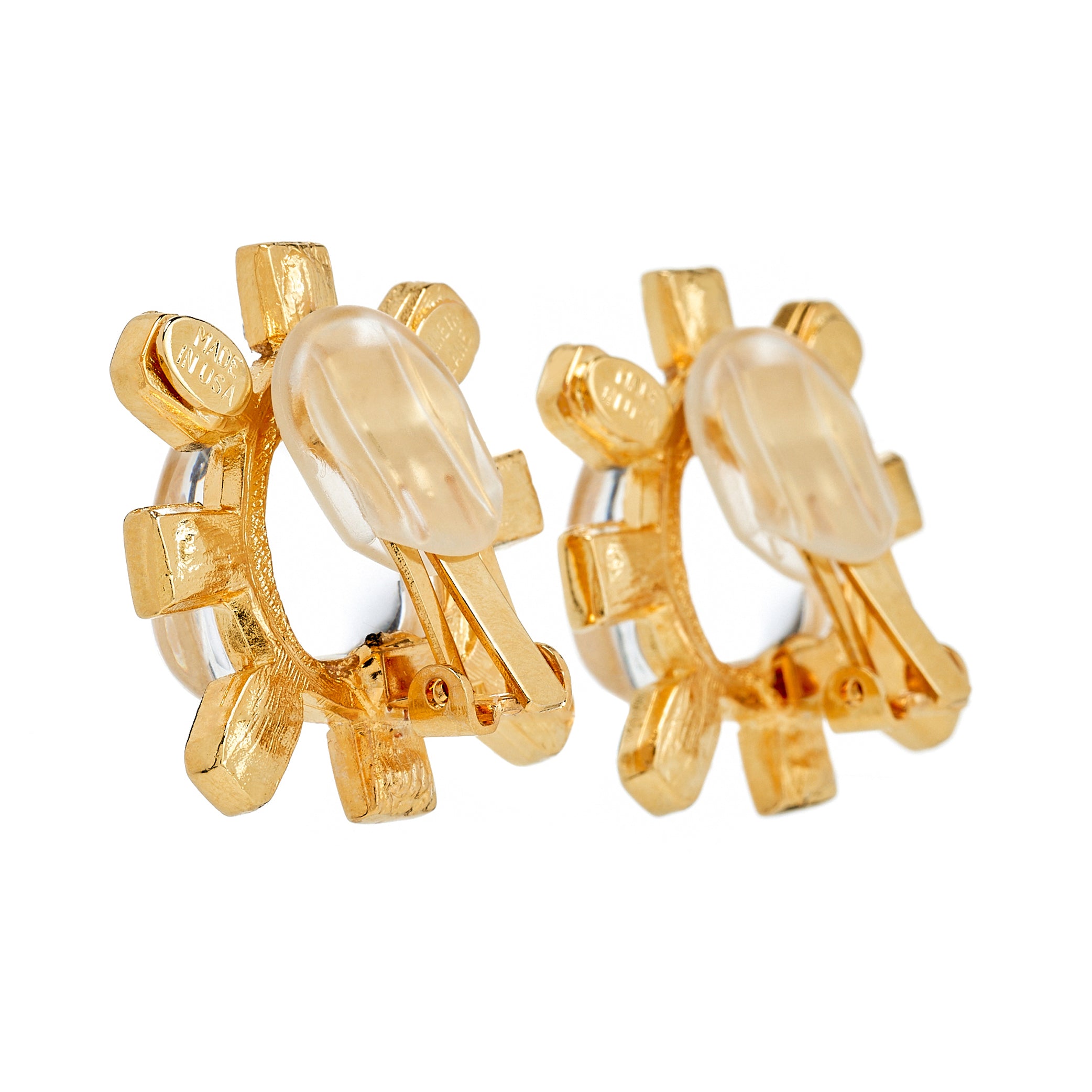 Clear Crystal Cabochon Center Clip Earring