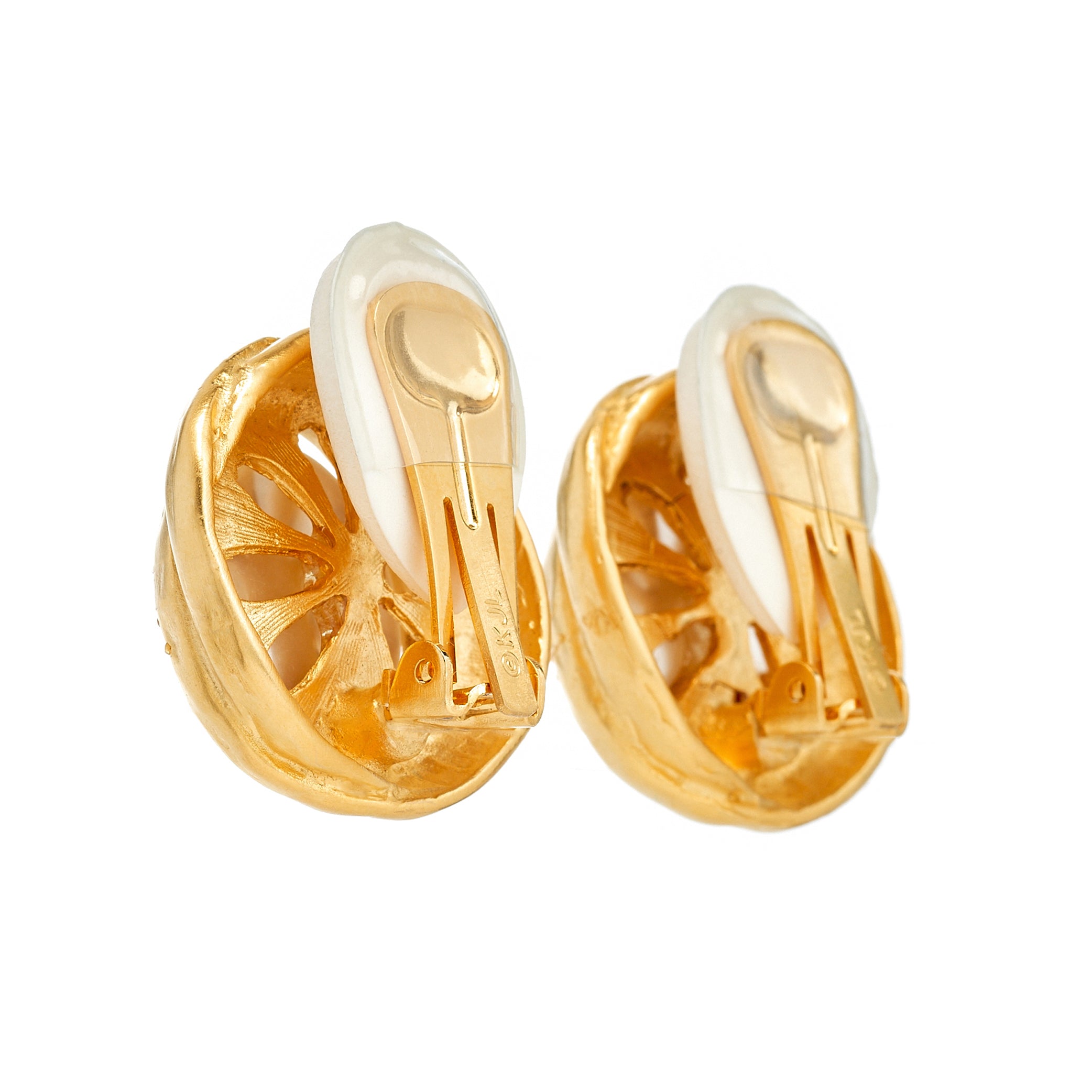 Pearl Love Knot Button Clip-On Earrings