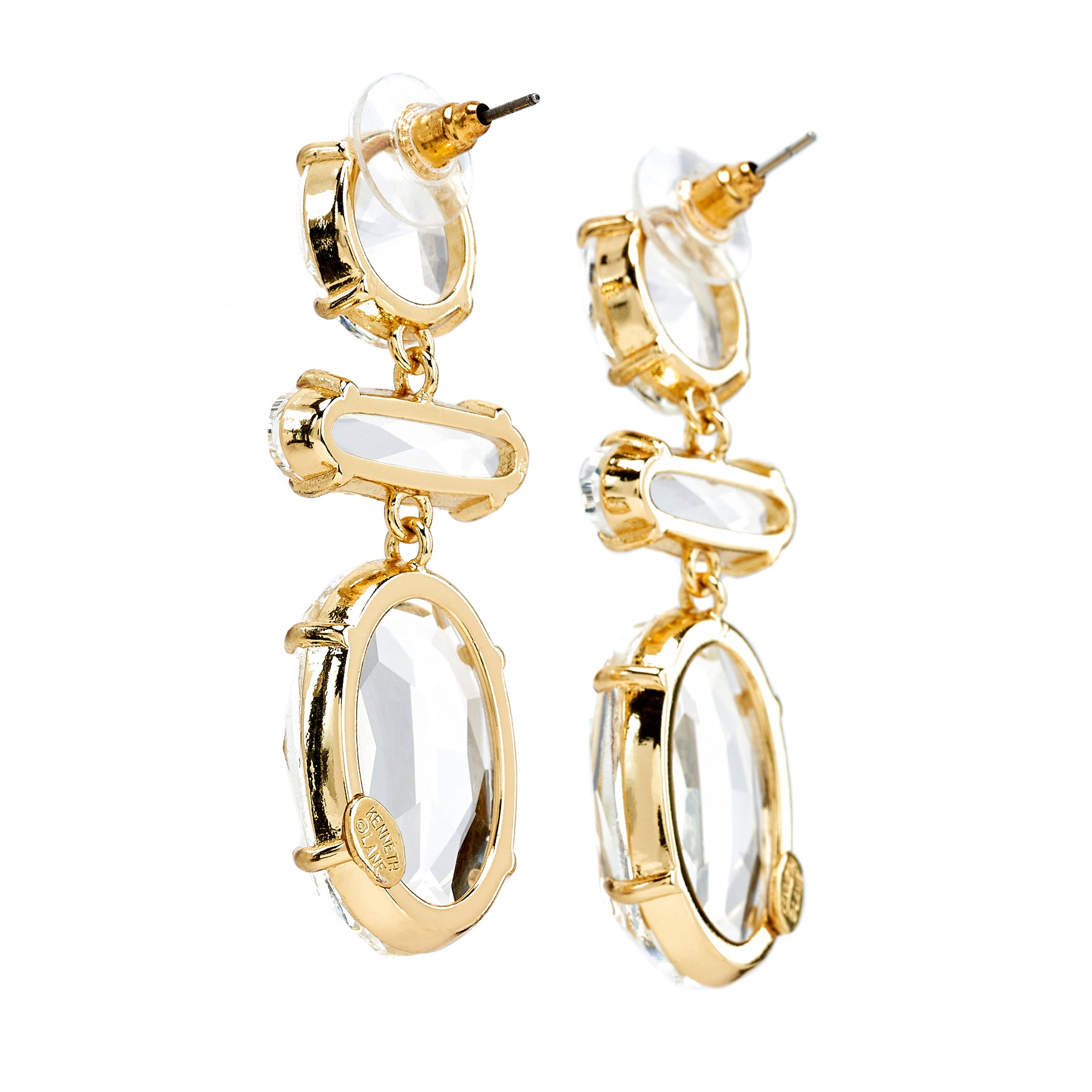 Crystal Tri-Shape Drop Pierced Earrings