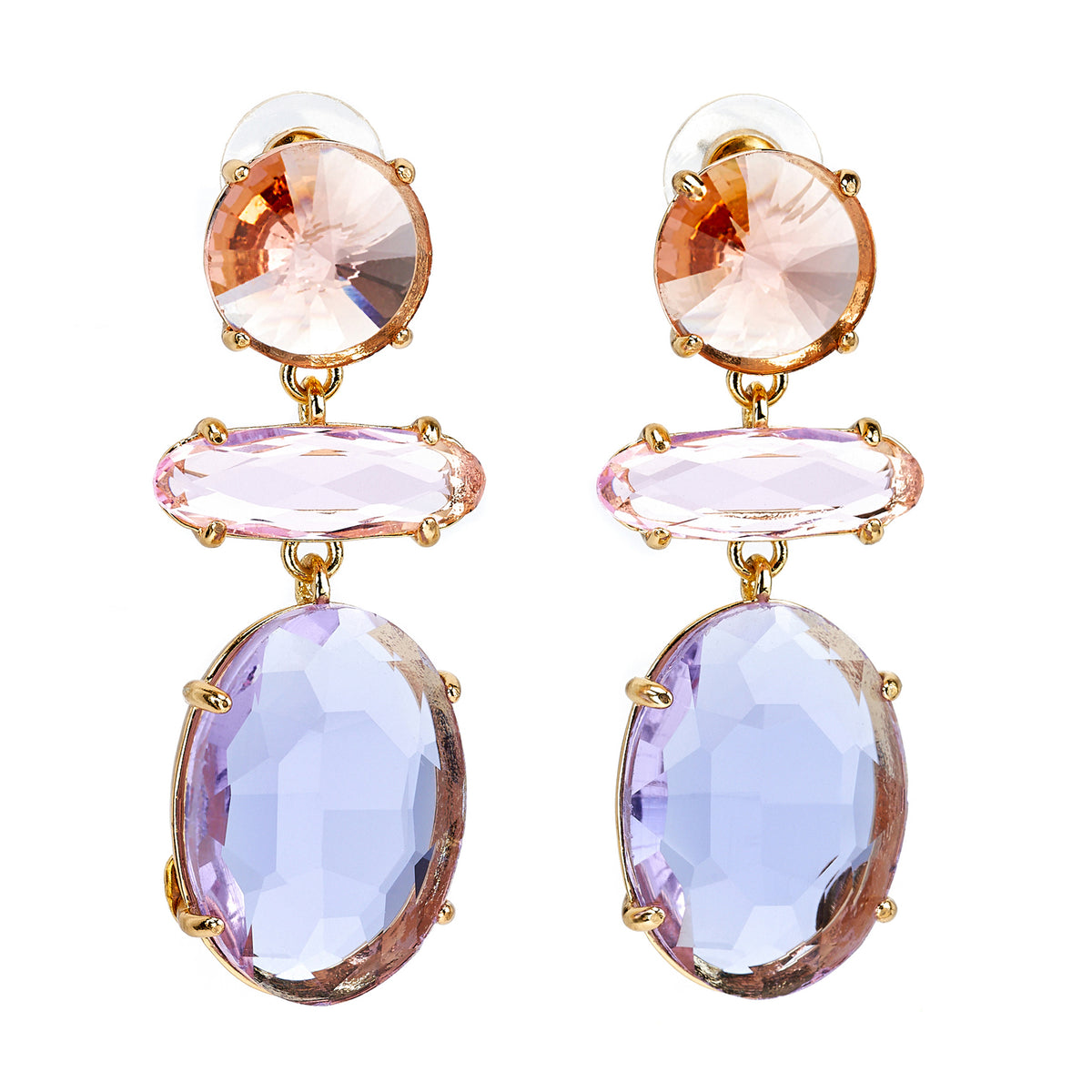 Pink Tri-Shape Drop Pierced Earrings