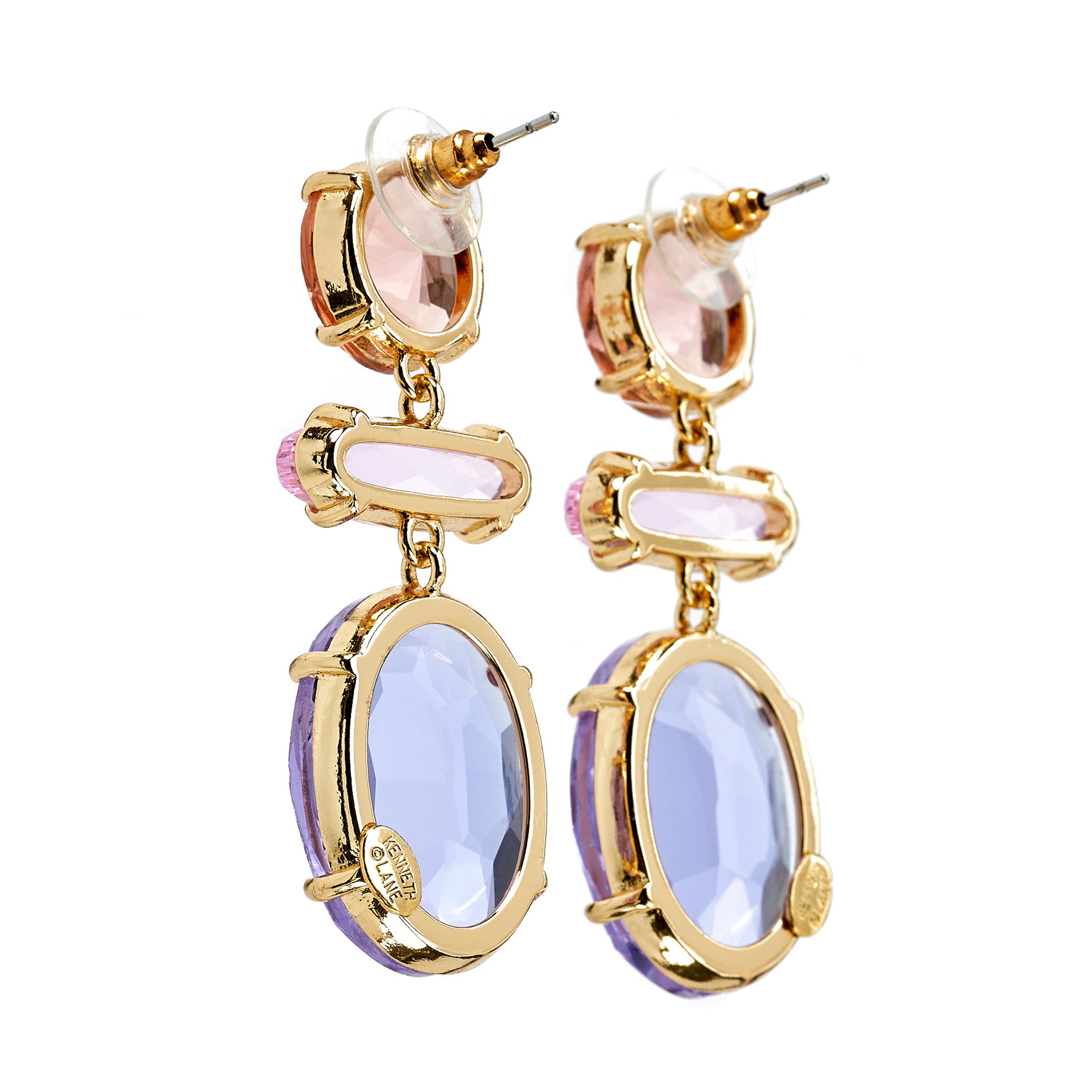 Pink Tri-Shape Drop Pierced Earrings