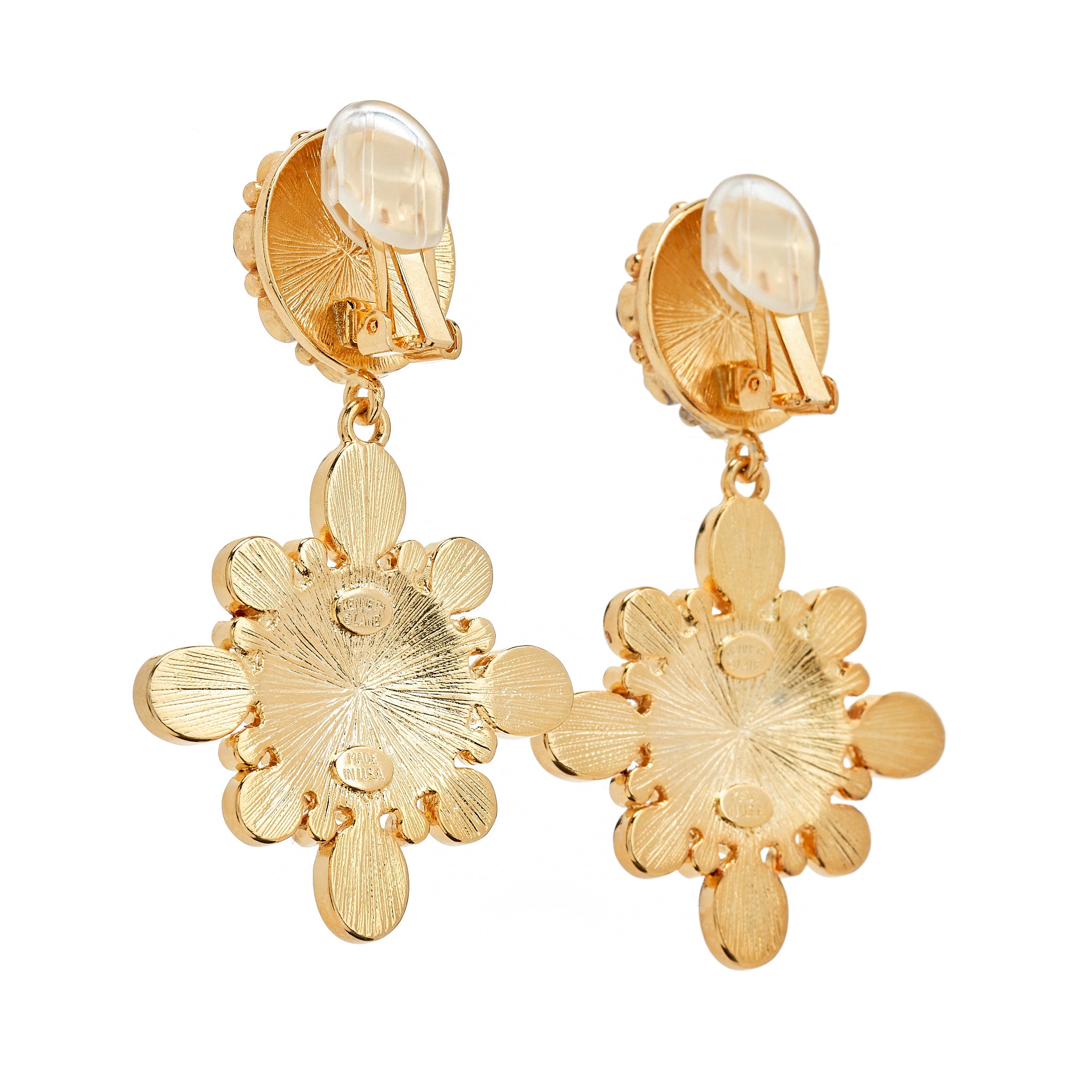 Tortoise Cabochon Drop Clip-On Earrings