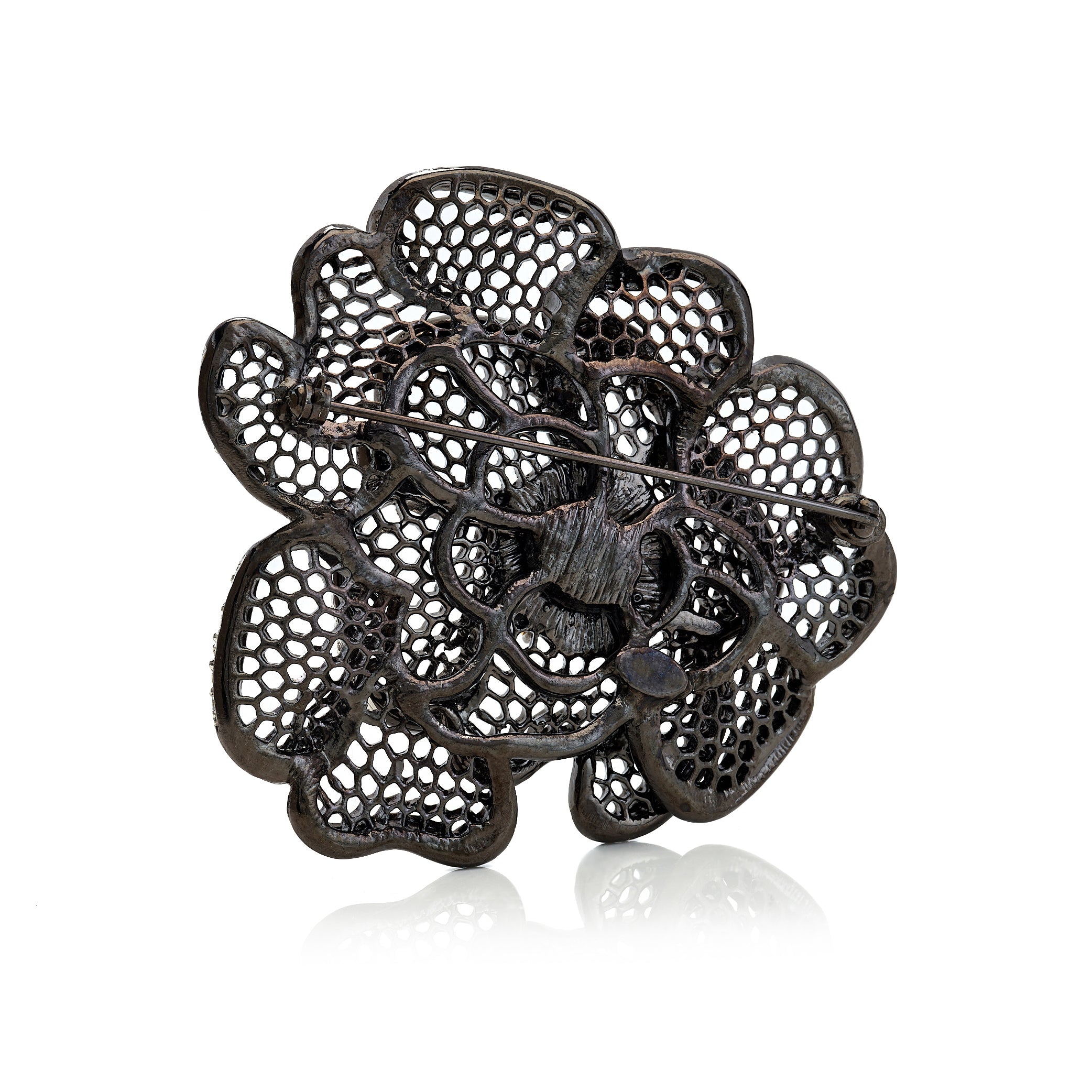 Gunmetal Flower Pin