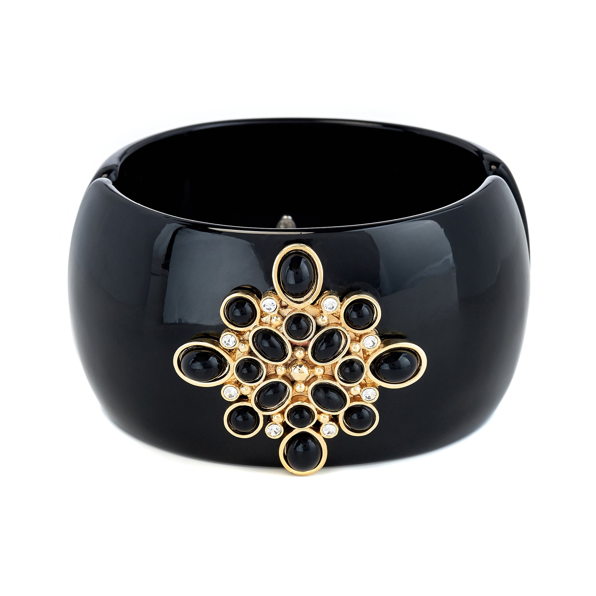 Black Cabochon Cuff Bracelet