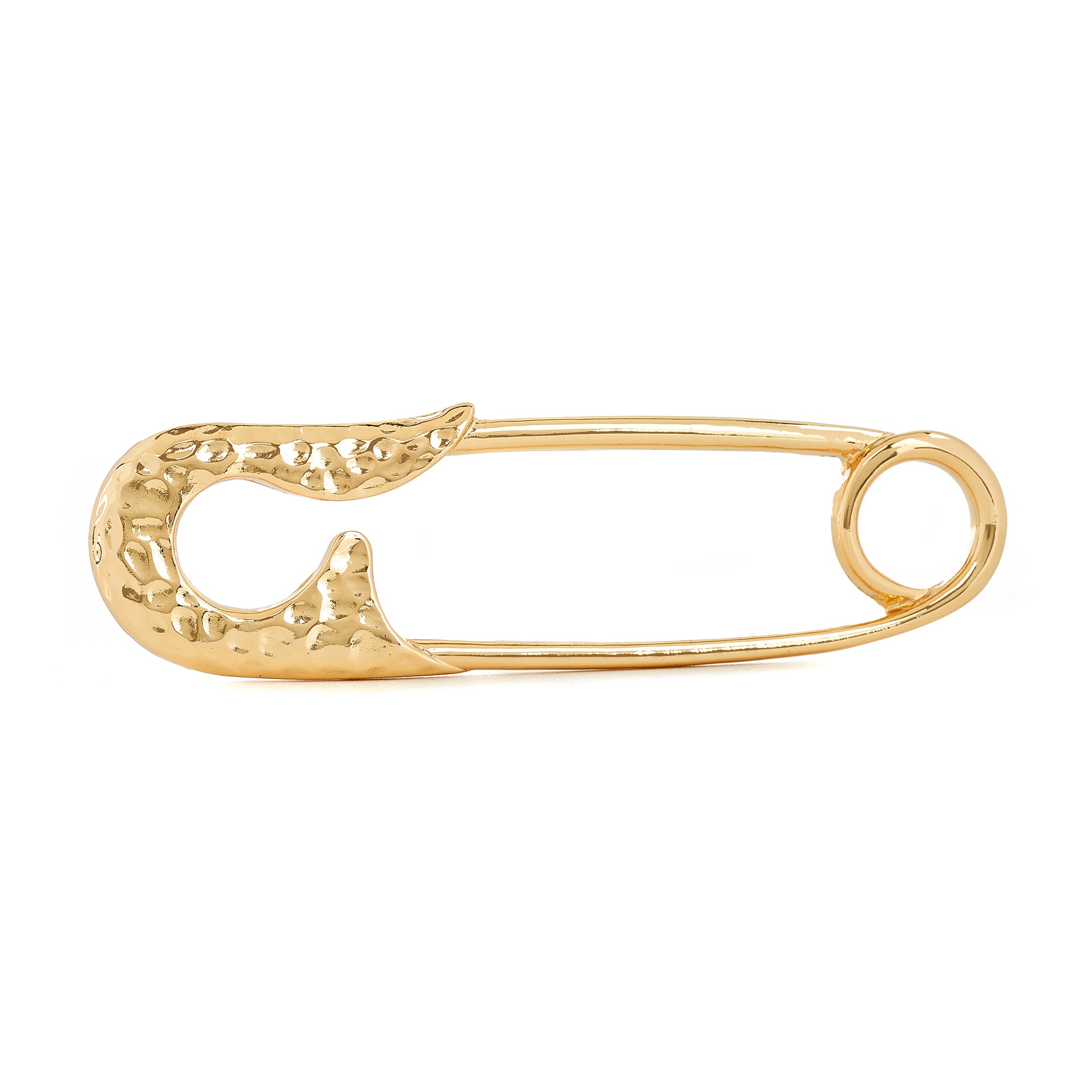 Hammered Gold Safety Pin Brooch