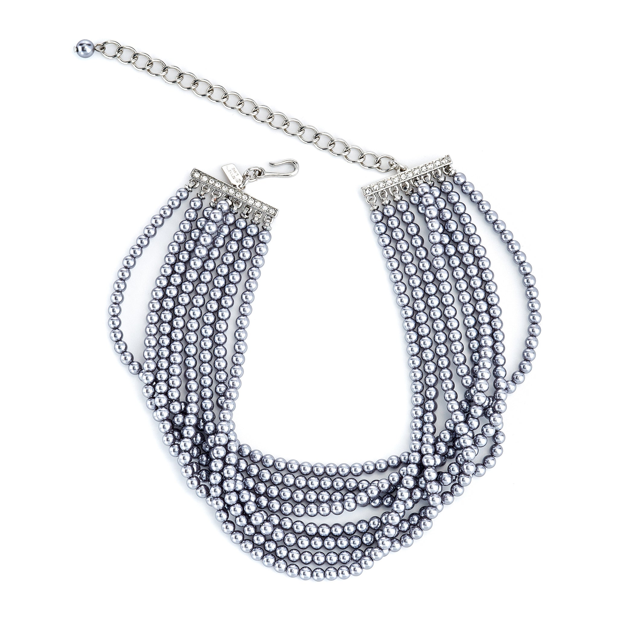 Eight Row Grey Pearl Choker Necklace