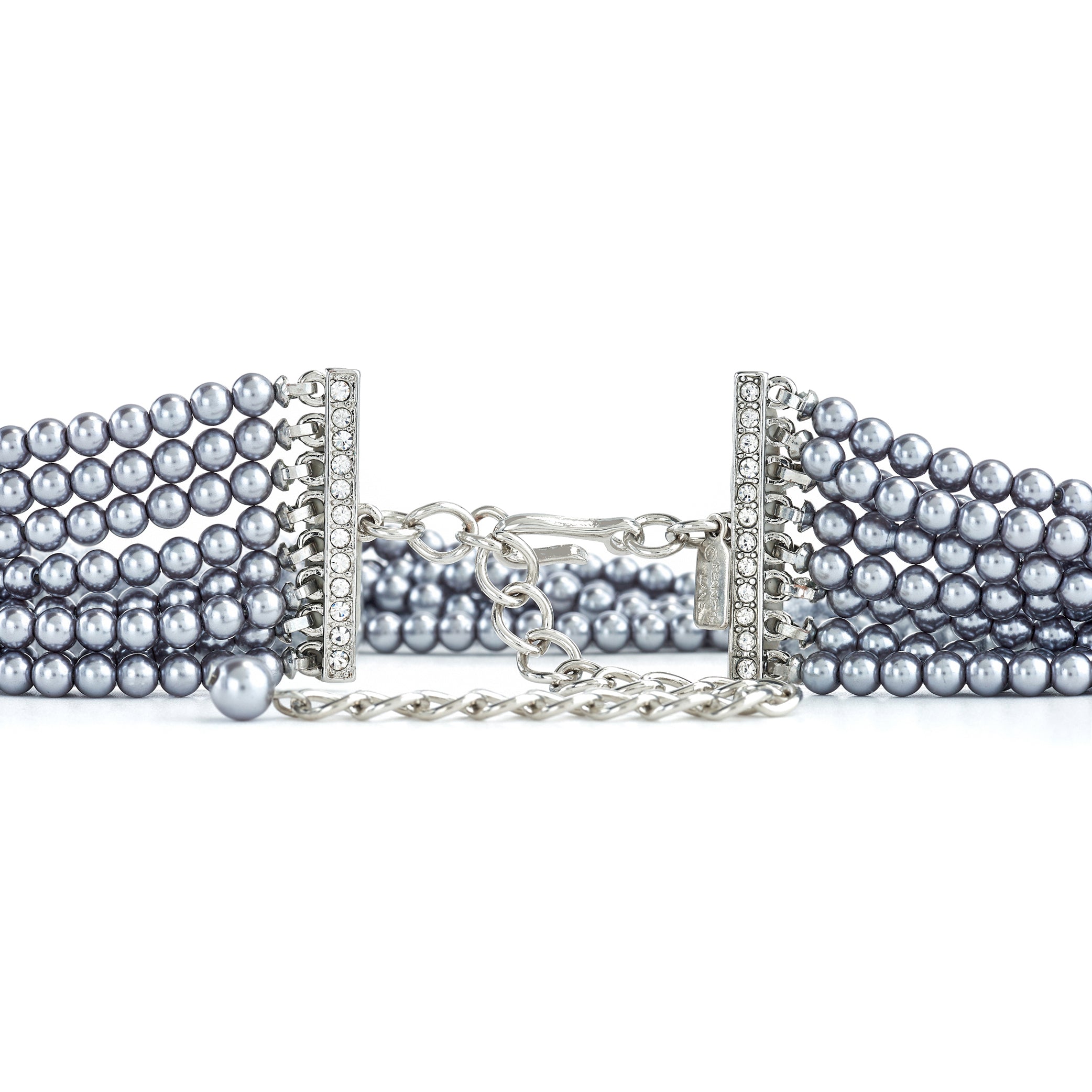 Eight Row Grey Pearl Choker Necklace