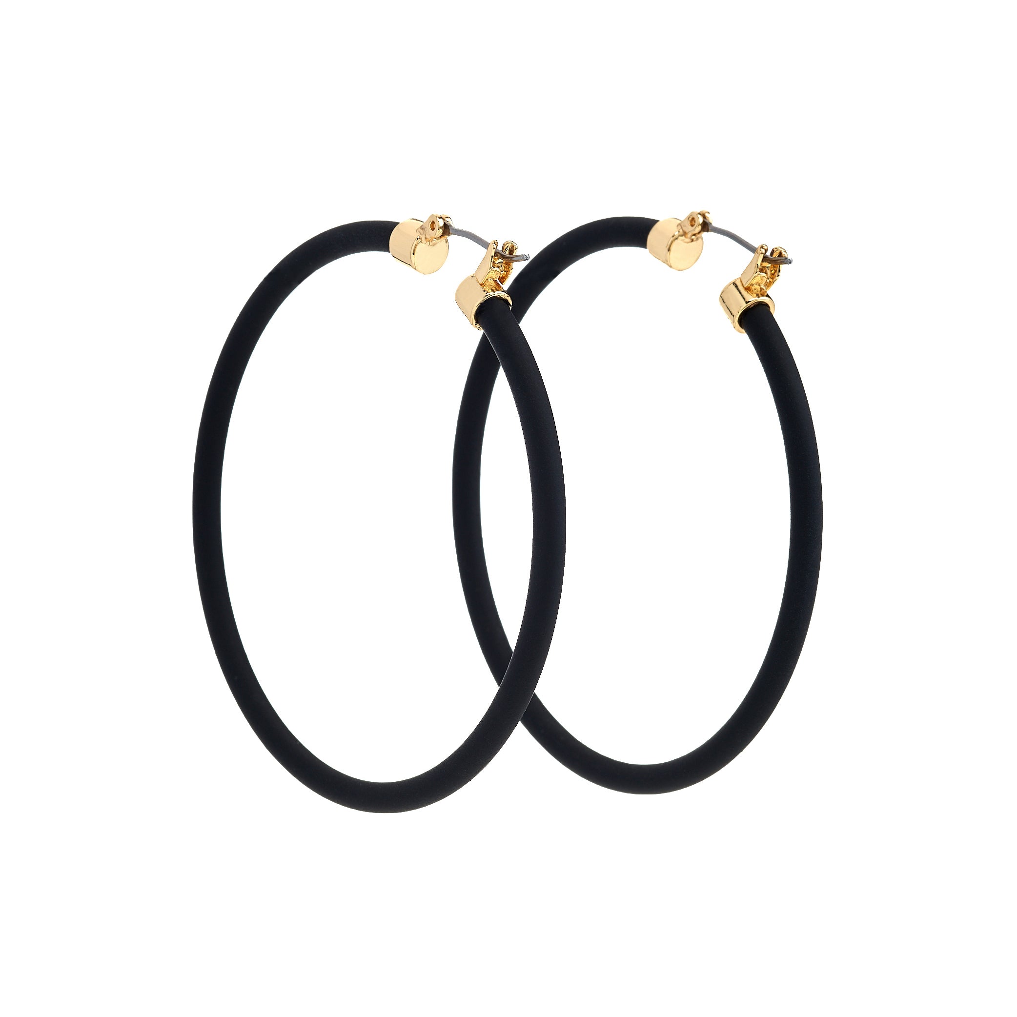 Black Thin Hoop Pierced Earrings