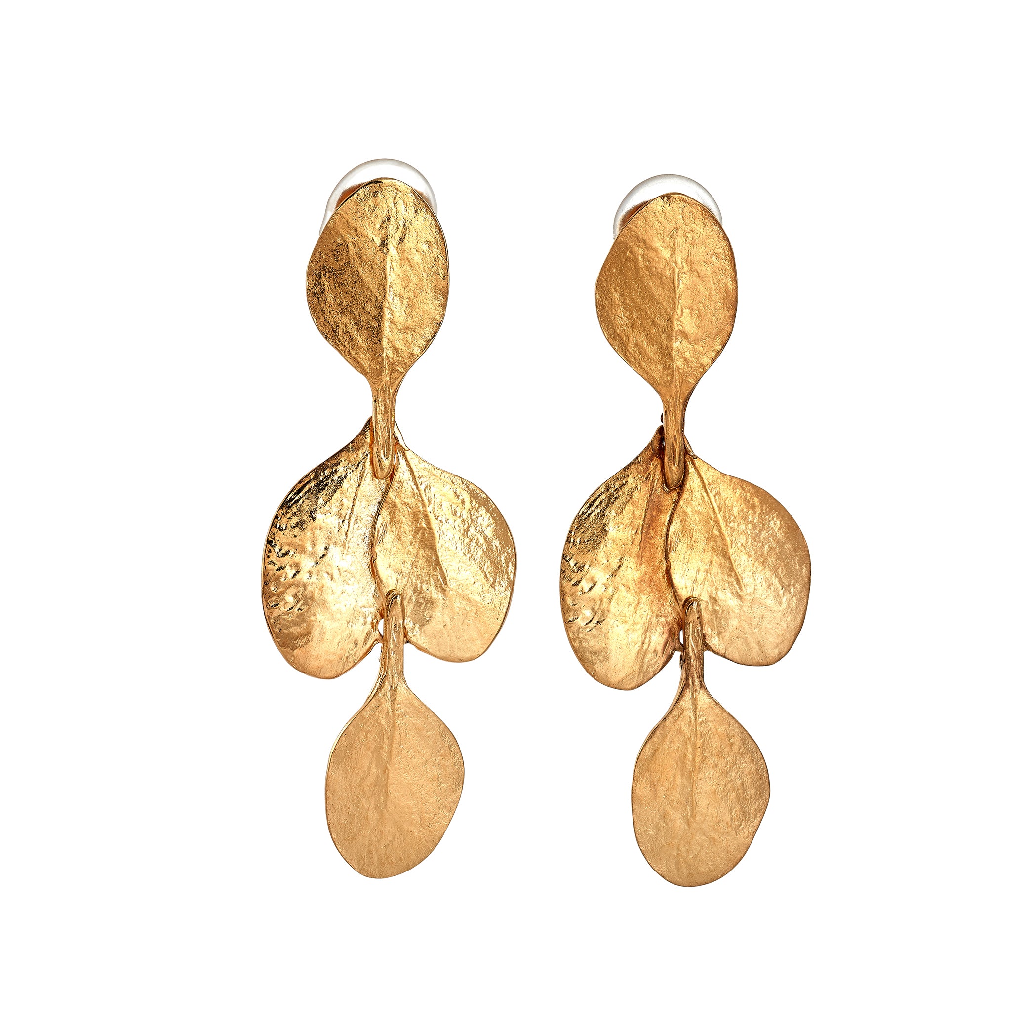 Golden Leaf Drop Clip Earring