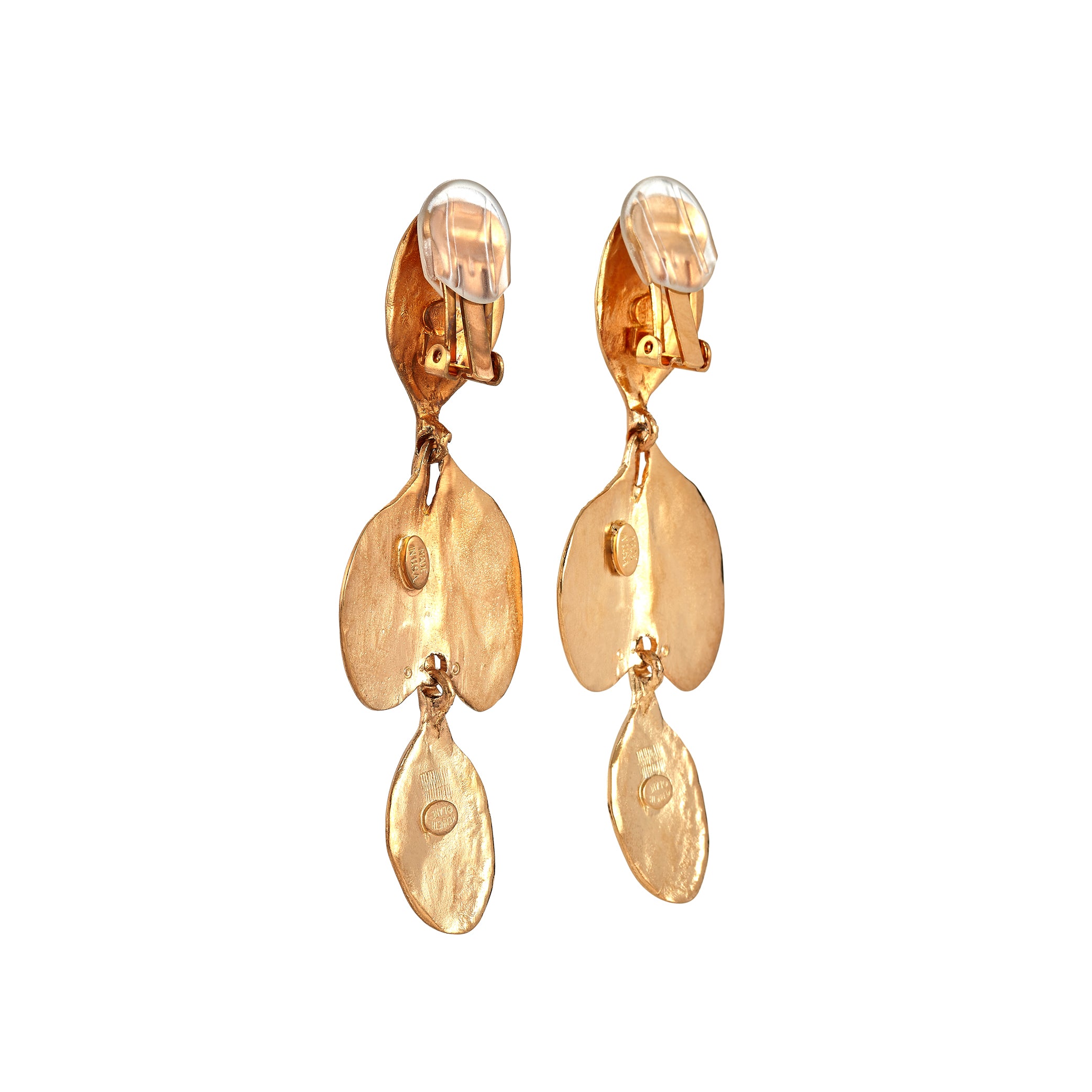 Golden Leaf Drop Clip Earring