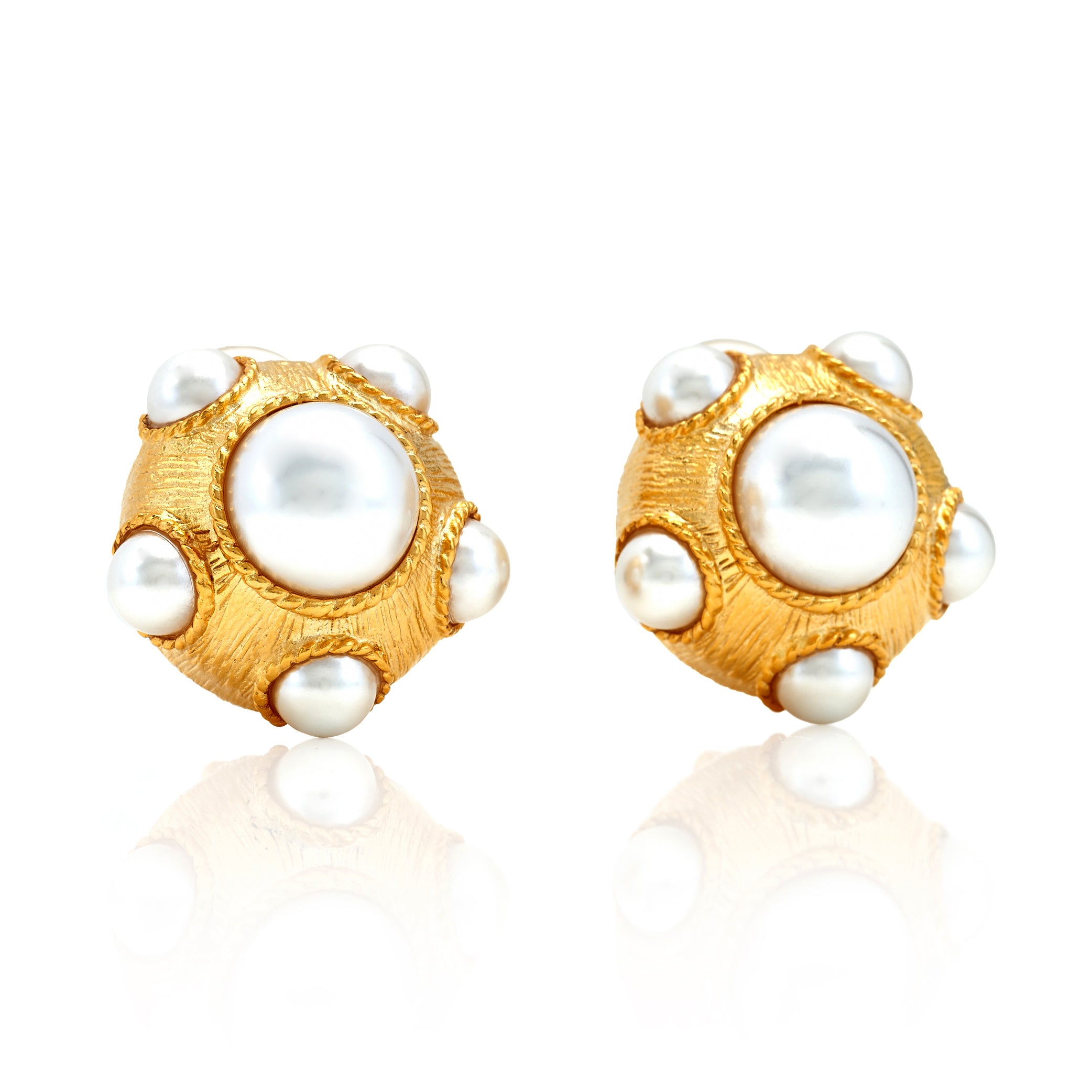 Pearl Cabochon Clip-On Earrings