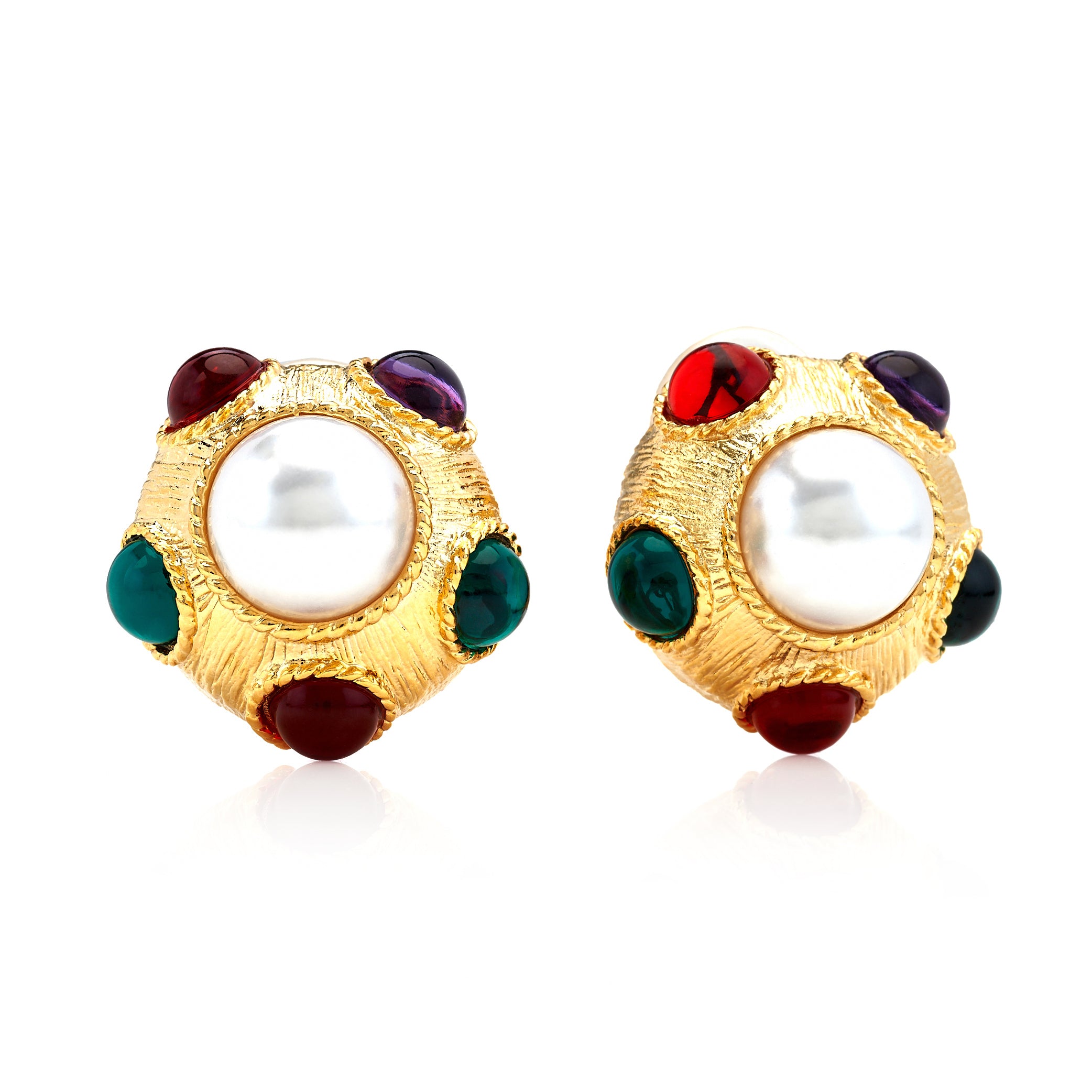 Multicolored Gemstone Clip-On Earrings