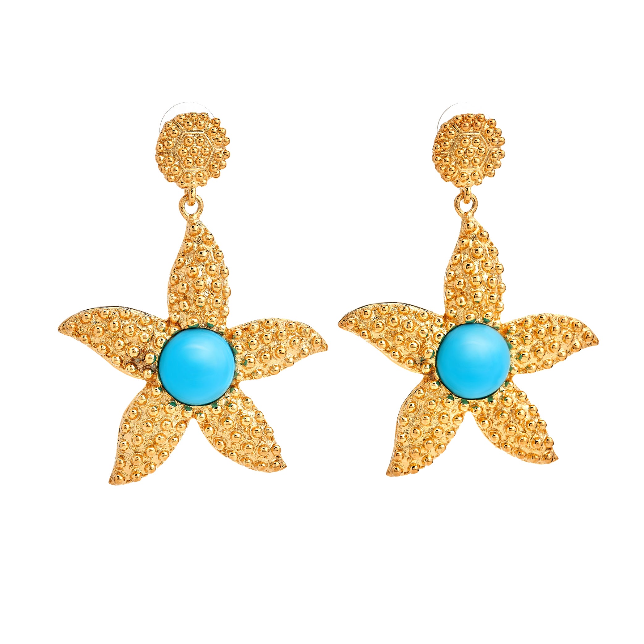 Turquoise Starfish Pierced Earrings