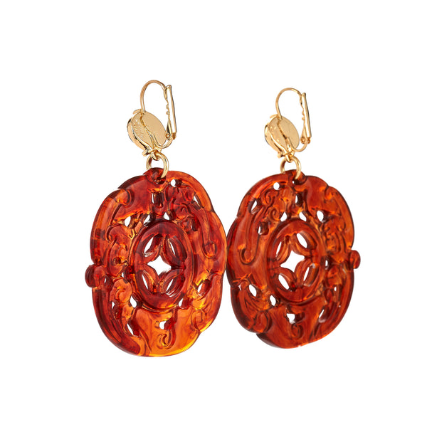 Tortoise Carved Drop Earrings