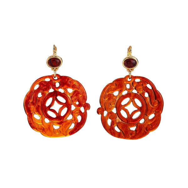 Tortoise Carved Drop Earrings