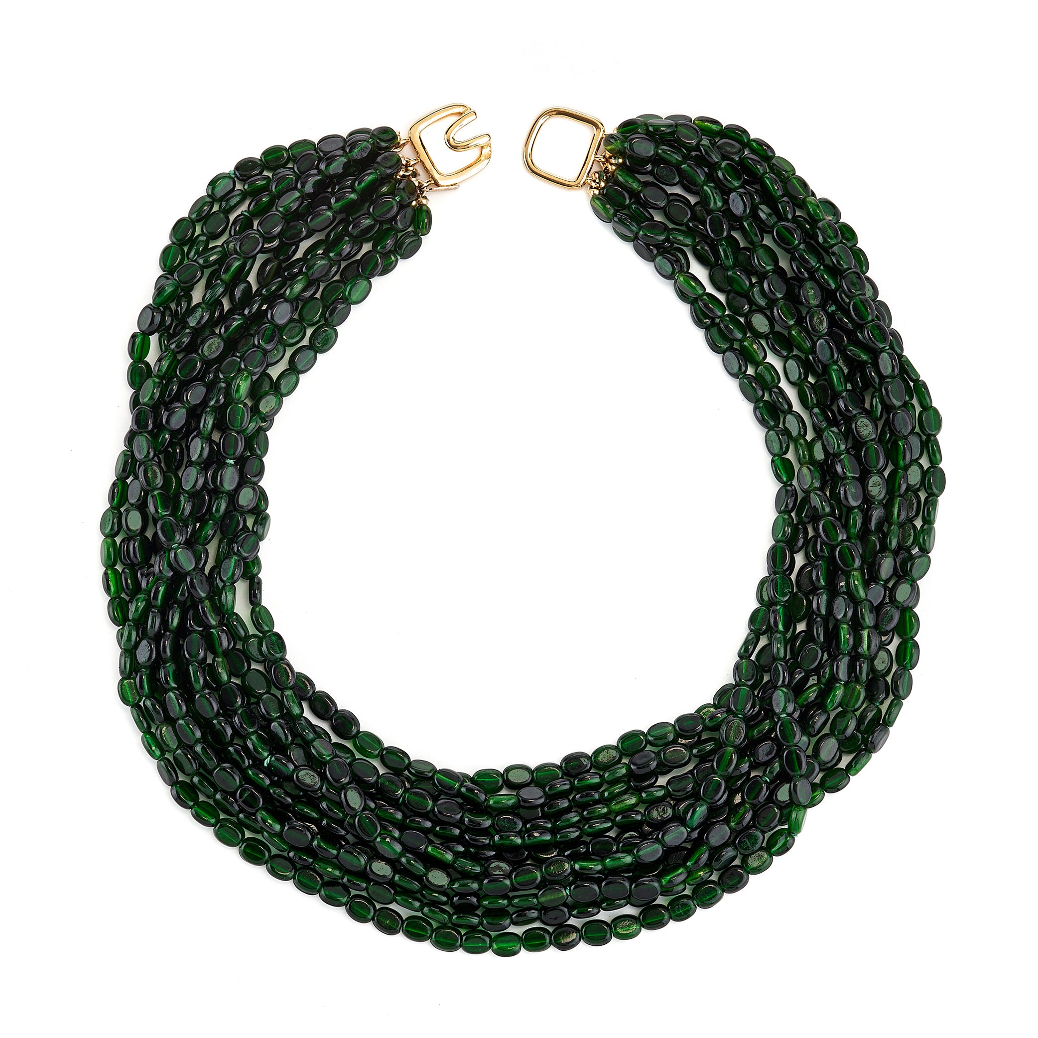 Twelve Row Emerald Bead Necklace