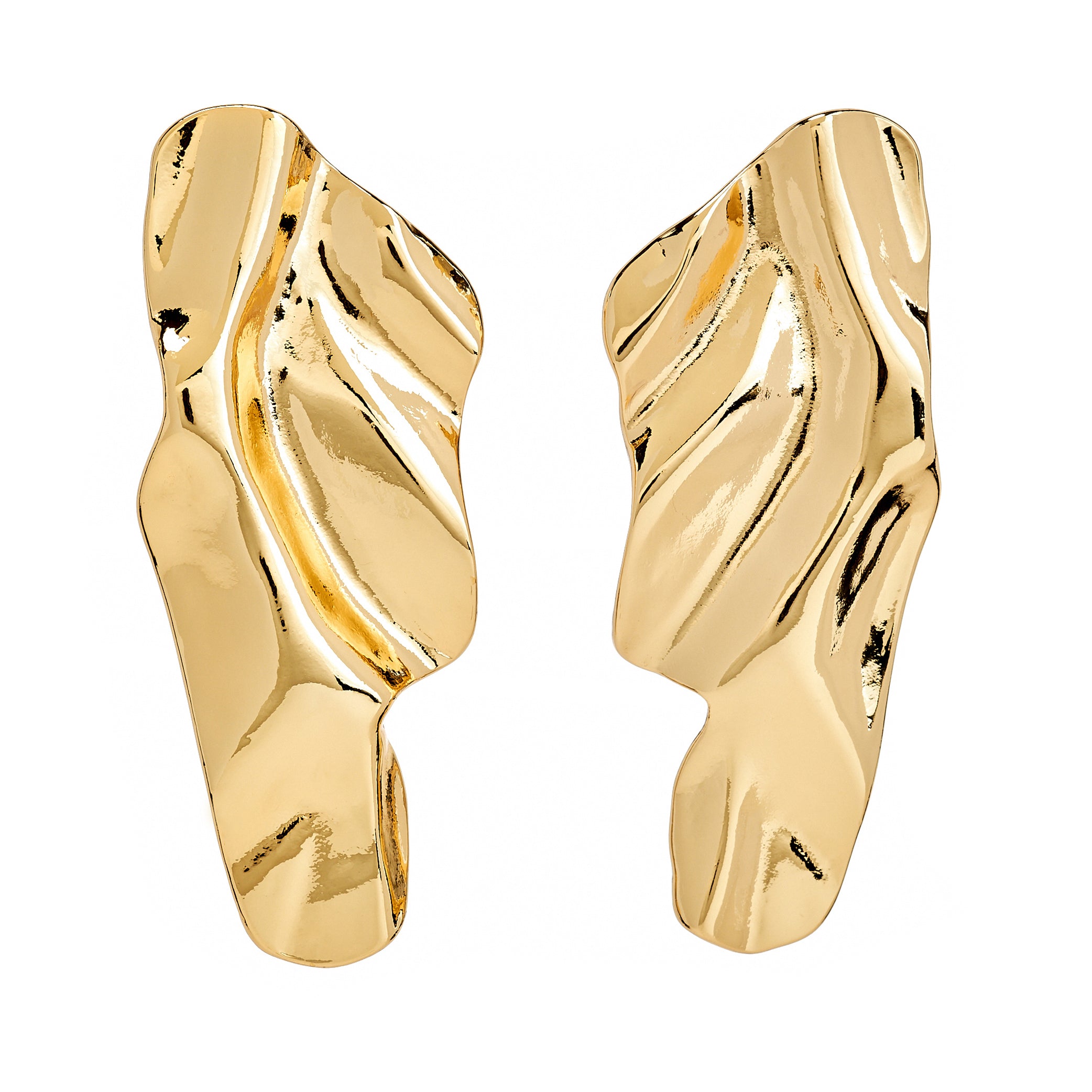 Wavy Drop Pierced Earrings