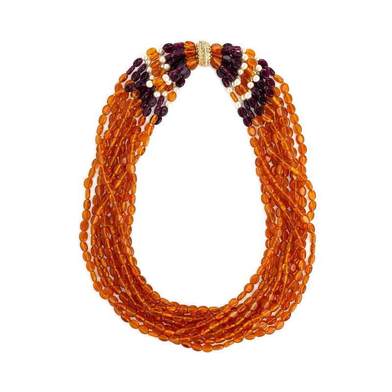 Amber & Amethyst Multi-Strand Necklace