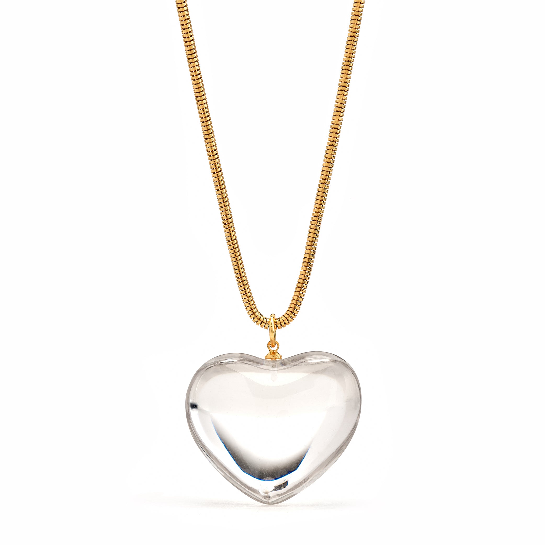 Clear Puffed Heart Pendant Necklace