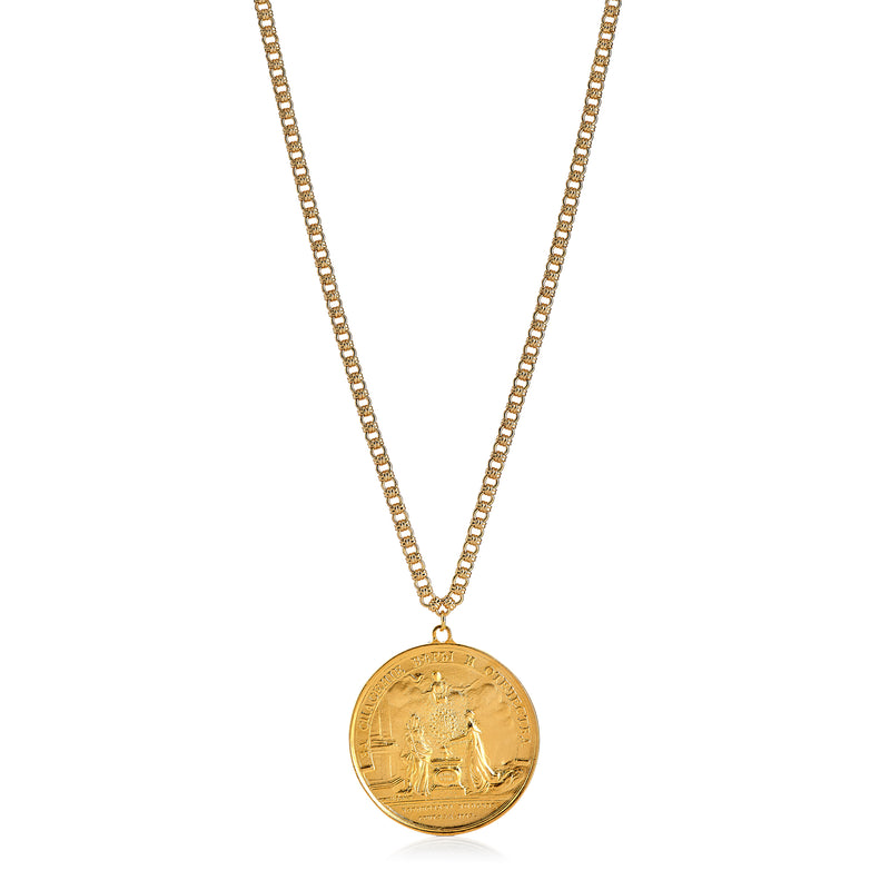 Satin Gold Medallion Necklace