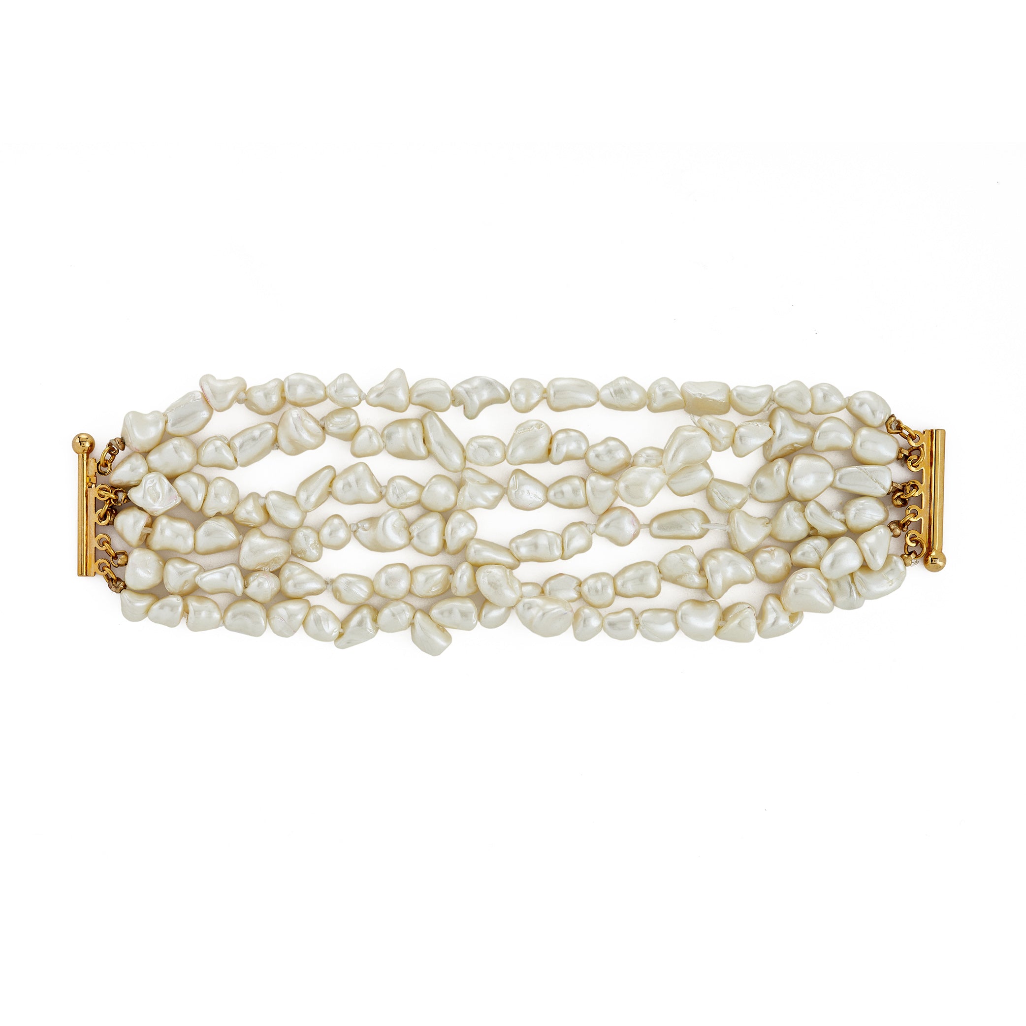 Six-Row Baroque Pearl Statement Bracelet