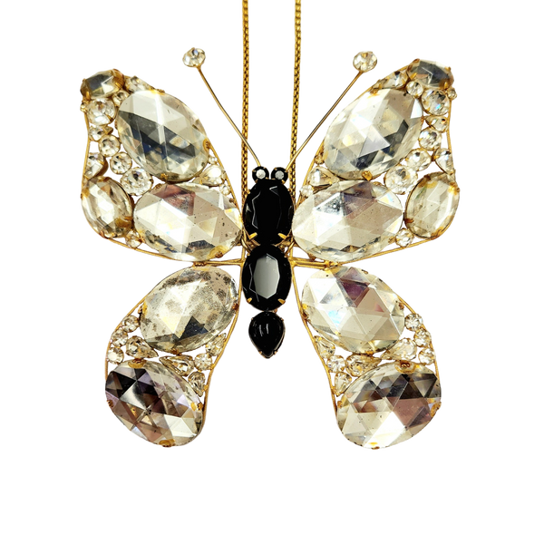 Vintage Gold & Crystal Butterfly Pendant Necklace
