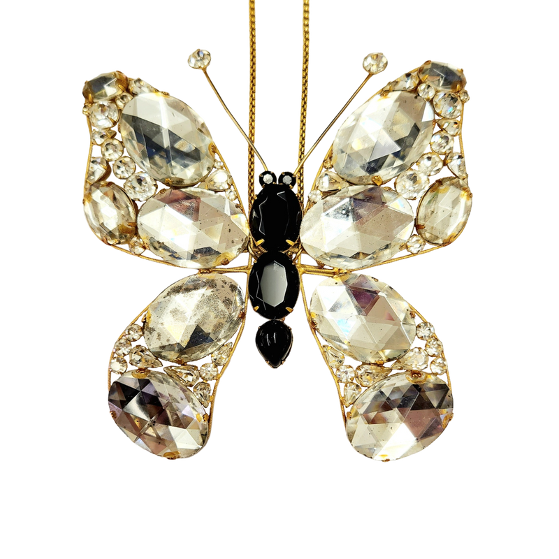 Vintage Gold & Crystal Butterfly Pendant Necklace