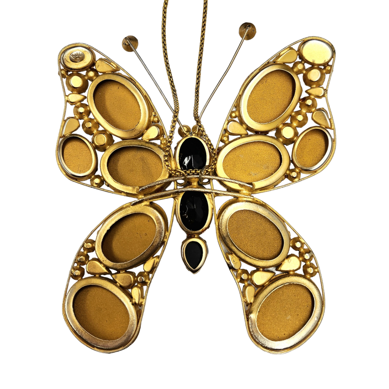 Vintage Gold & Crystal Butterfly Pendant Necklace