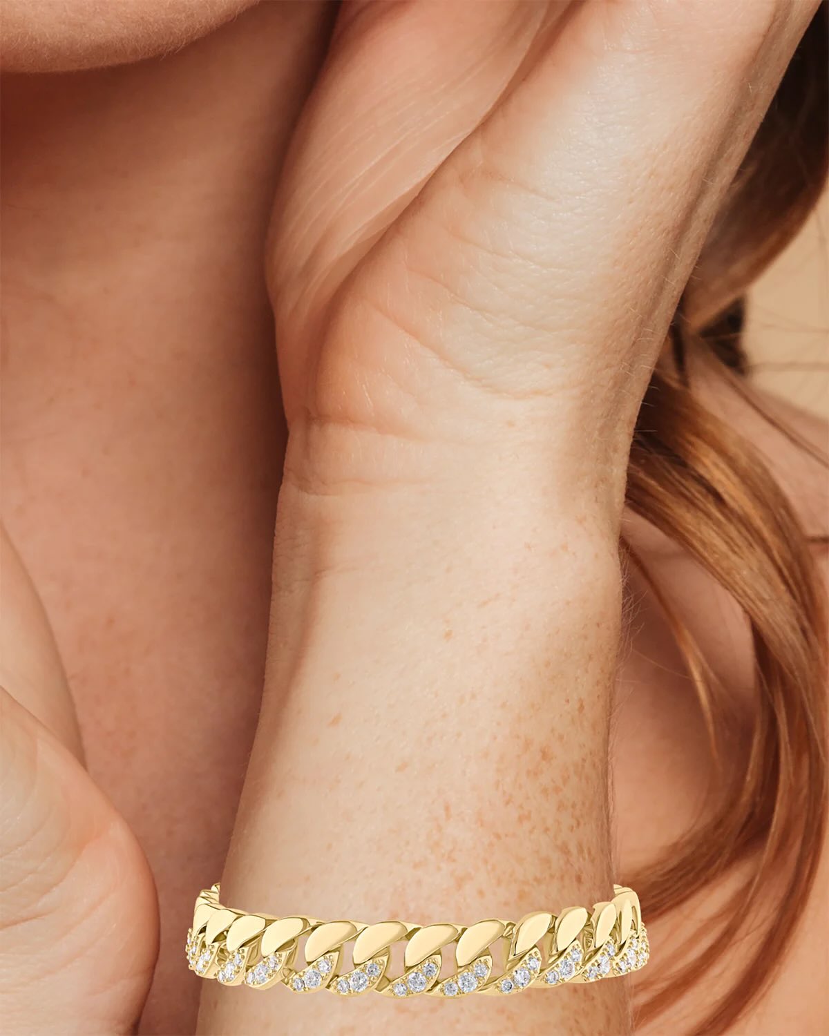 Half Pave Half Metal Bracelet