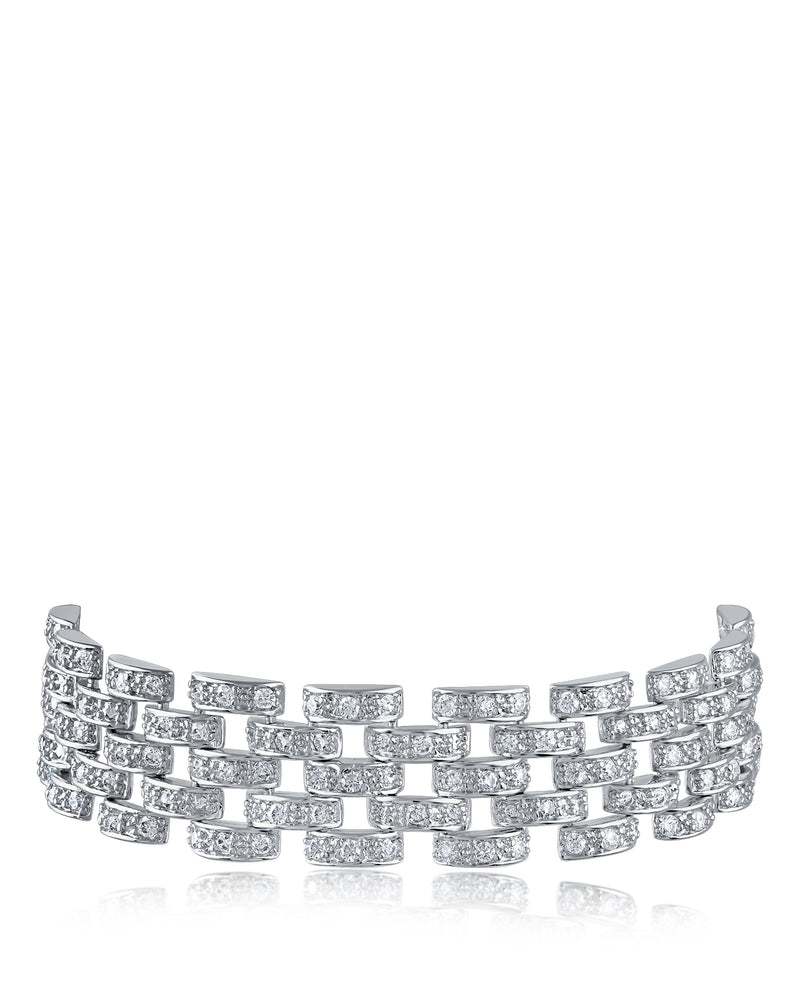 Round-Pave Cubic Zirconia Chain Bracelet