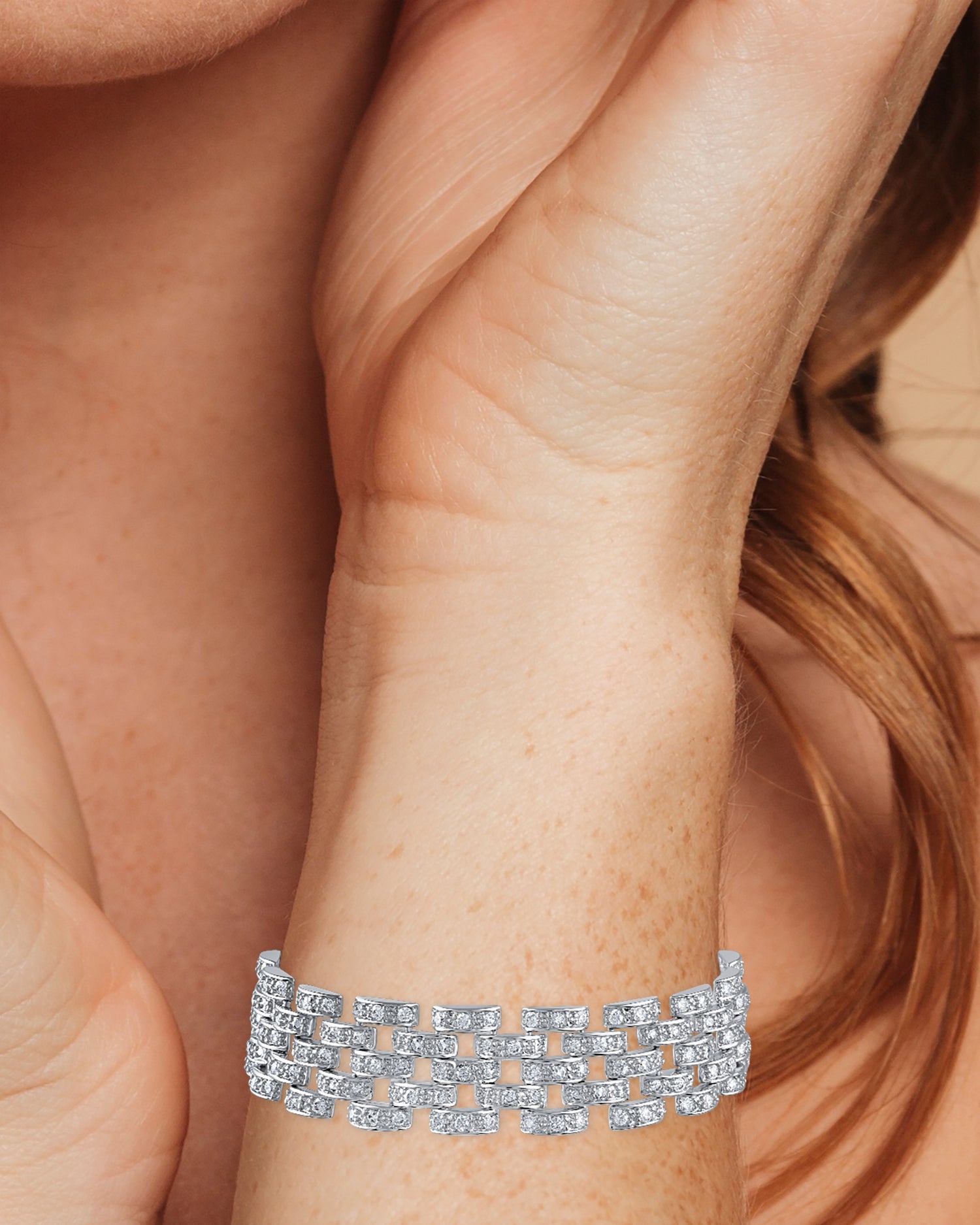 Round-Pave Cubic Zirconia Chain Bracelet