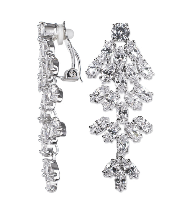 Four Tier Marquise Cubic Zirconia Clip Earrings