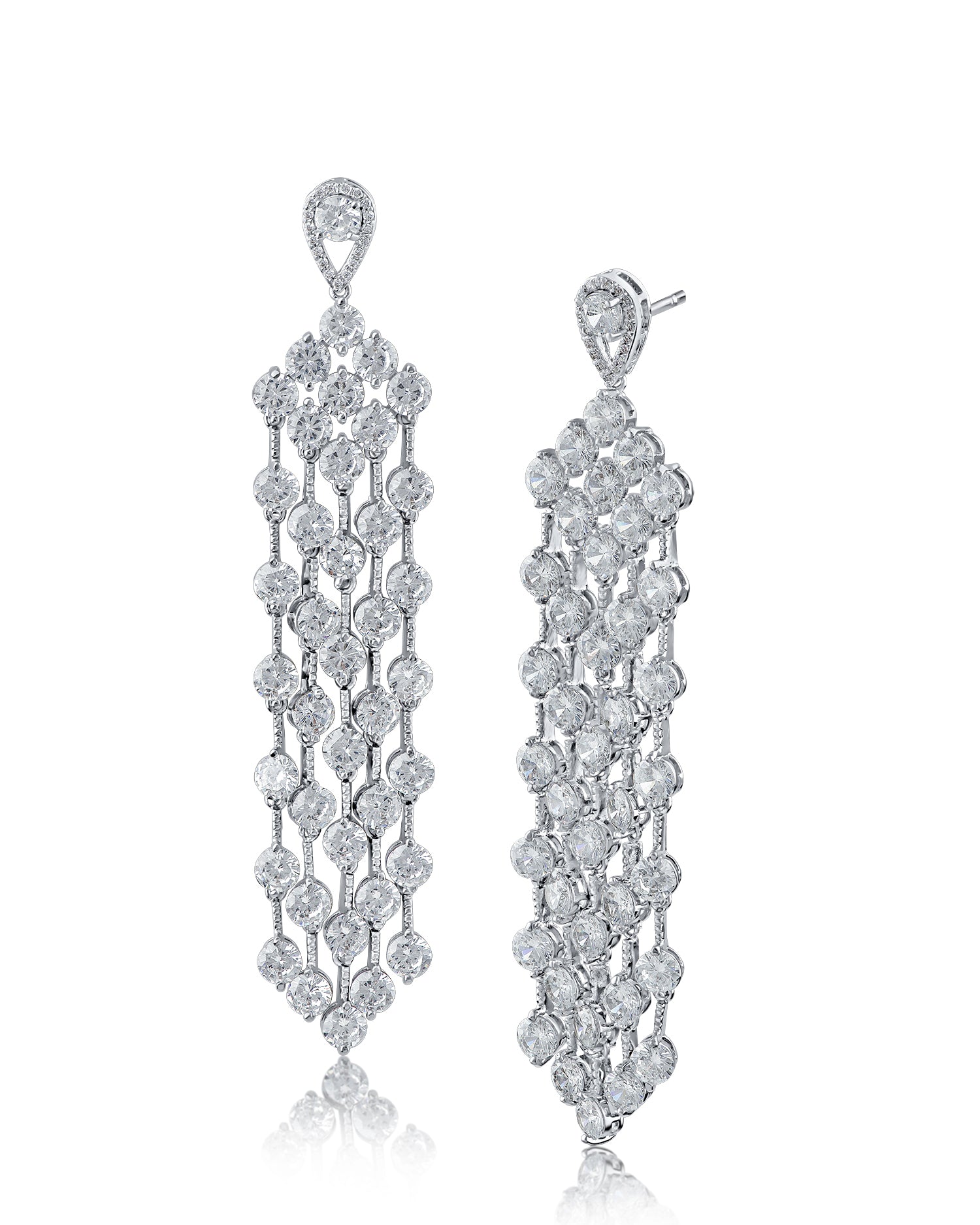 Cubic Zirconia Fringe Drop Earrings