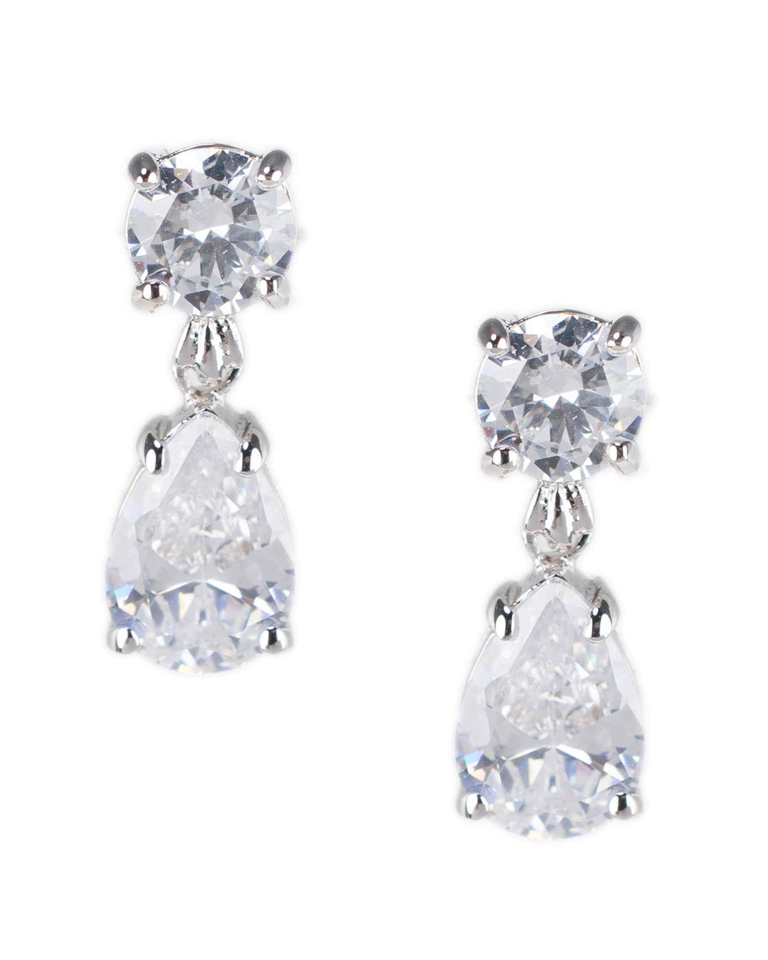 Cubic Zirconia & Glass Pearl Drop Earrings