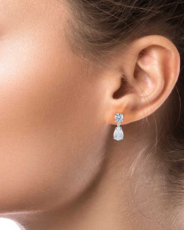 Cubic Zirconia & Glass Pearl Drop Earrings