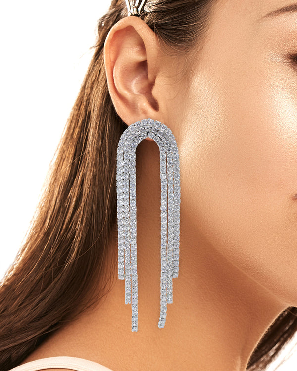 Arch Fringe Cubic Zirconia Earrings