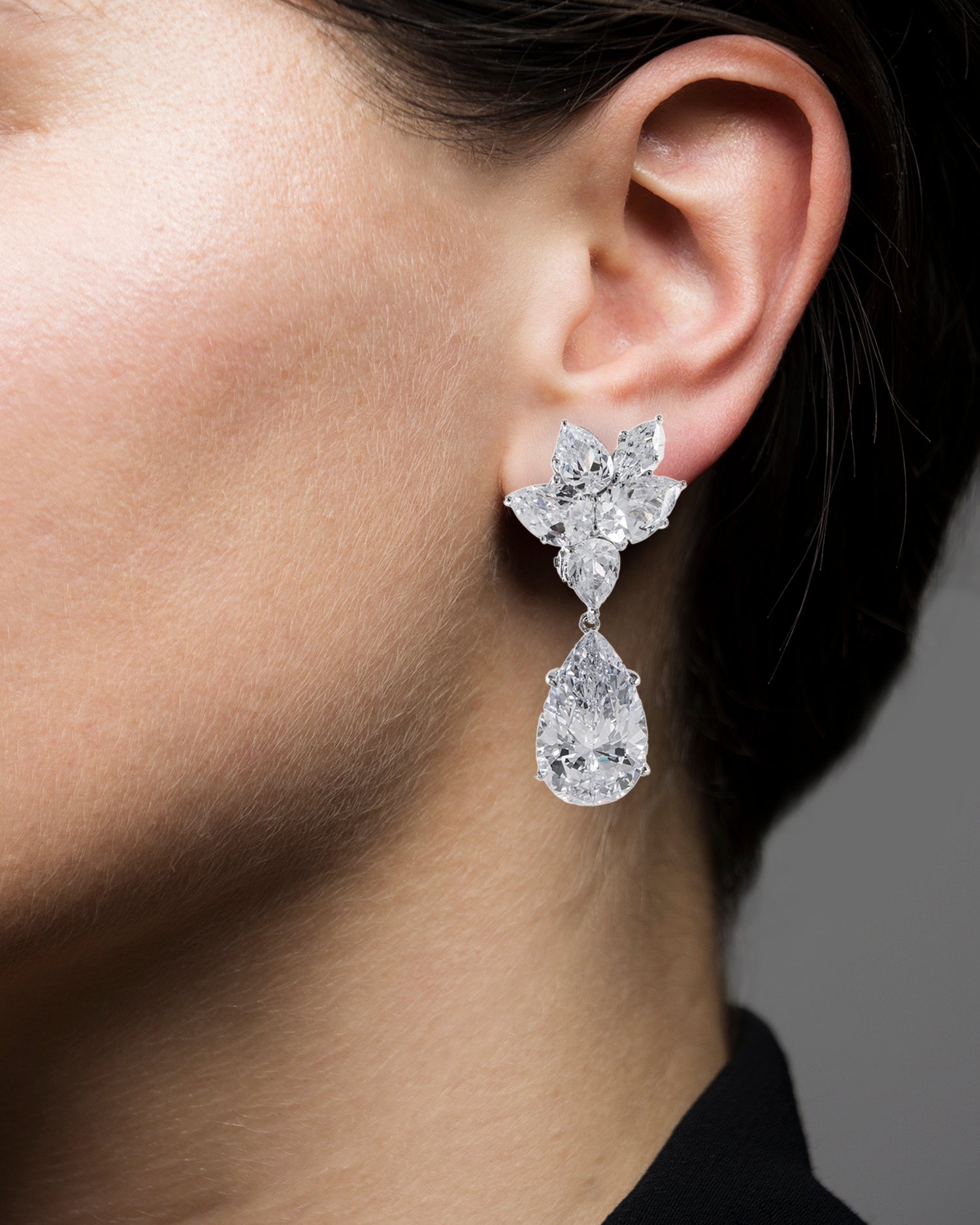 Pear CZ Statement Earrings