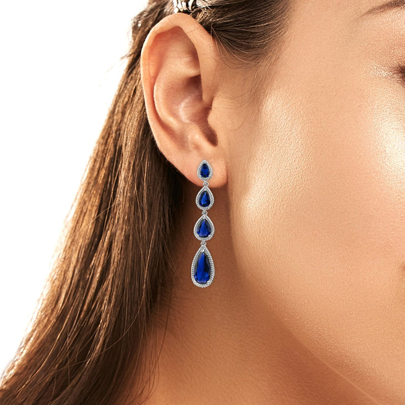 Blue Sapphire Pear Drop Earrings