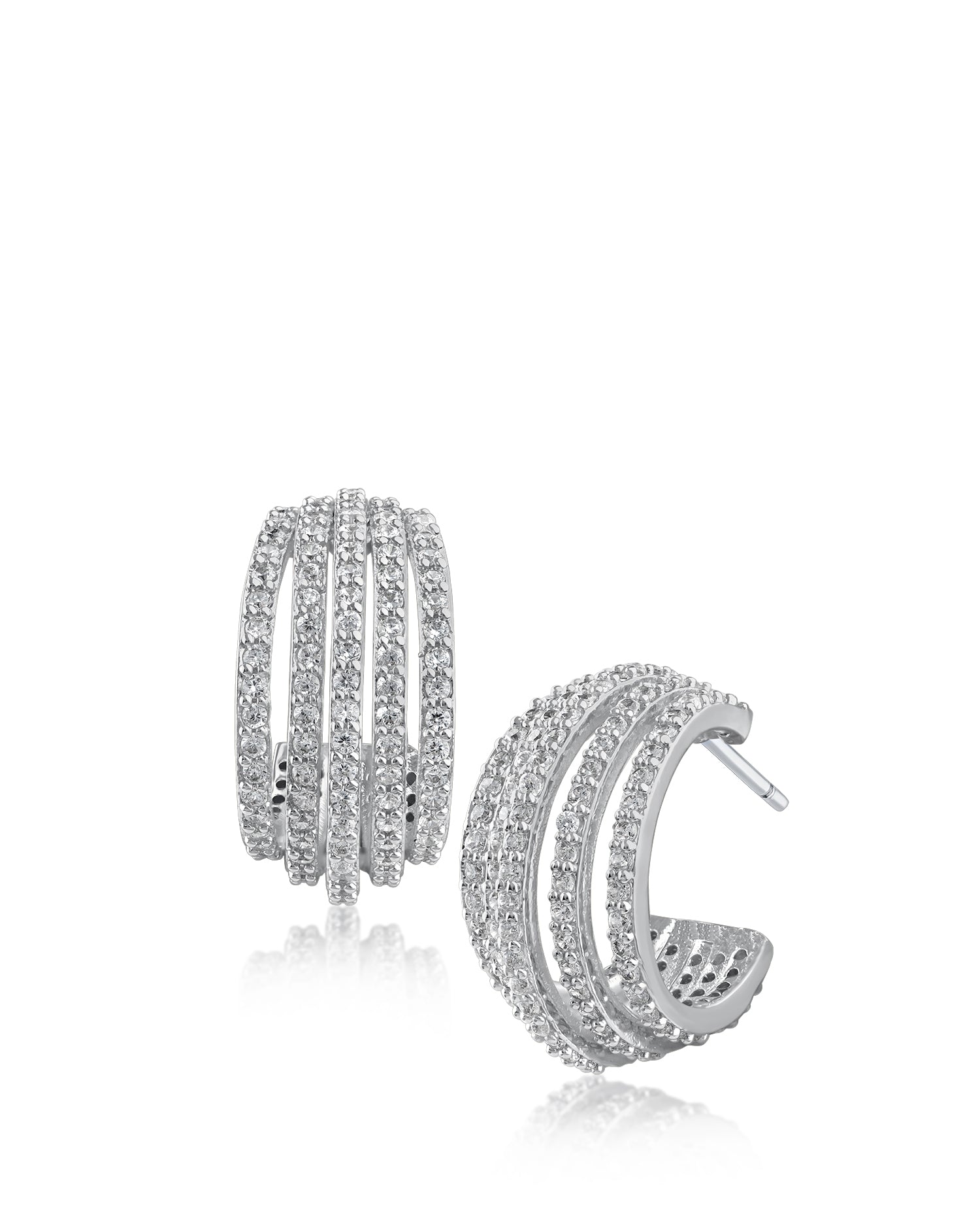 5 Row CZ Half Hoop Earrings