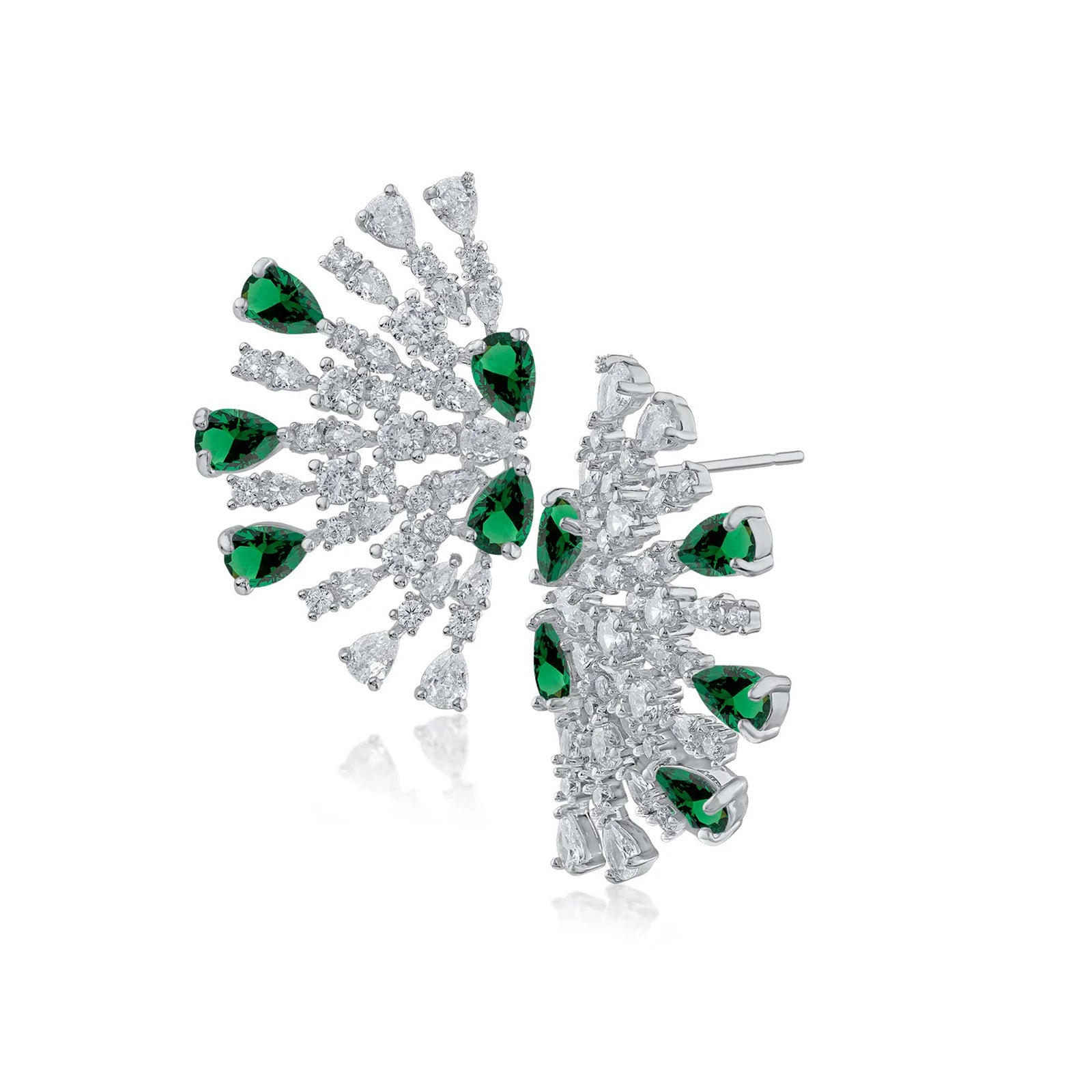 Round and Pear CZ Half Circle Earrings