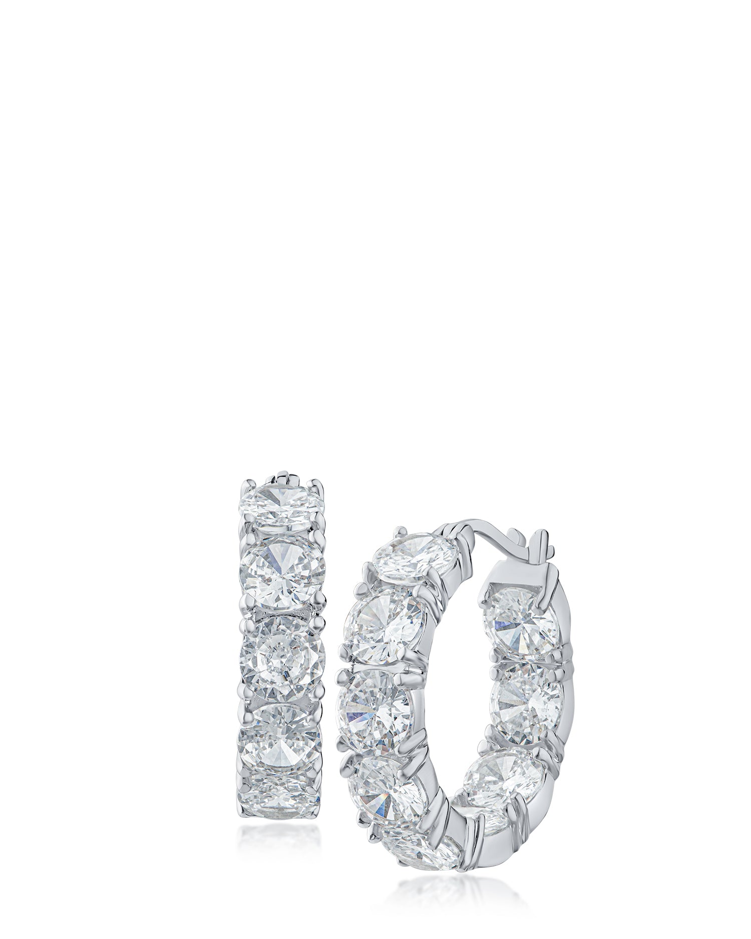 1" Cubic Zirconia Hoop Earrings