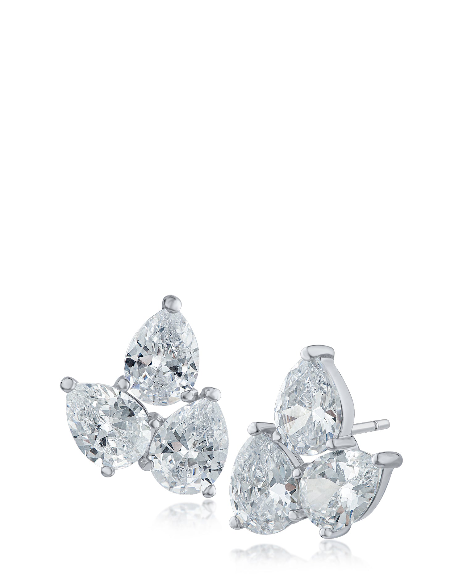 Triple Pear CZ Cluster Earrings