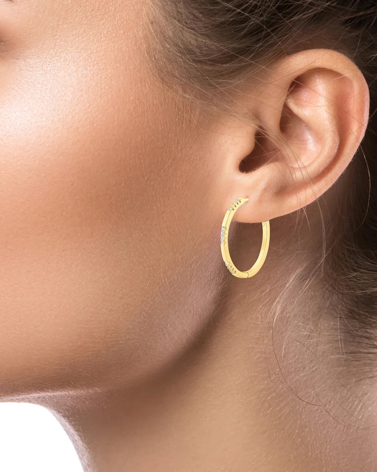 Pave Station Hoop Earrings
