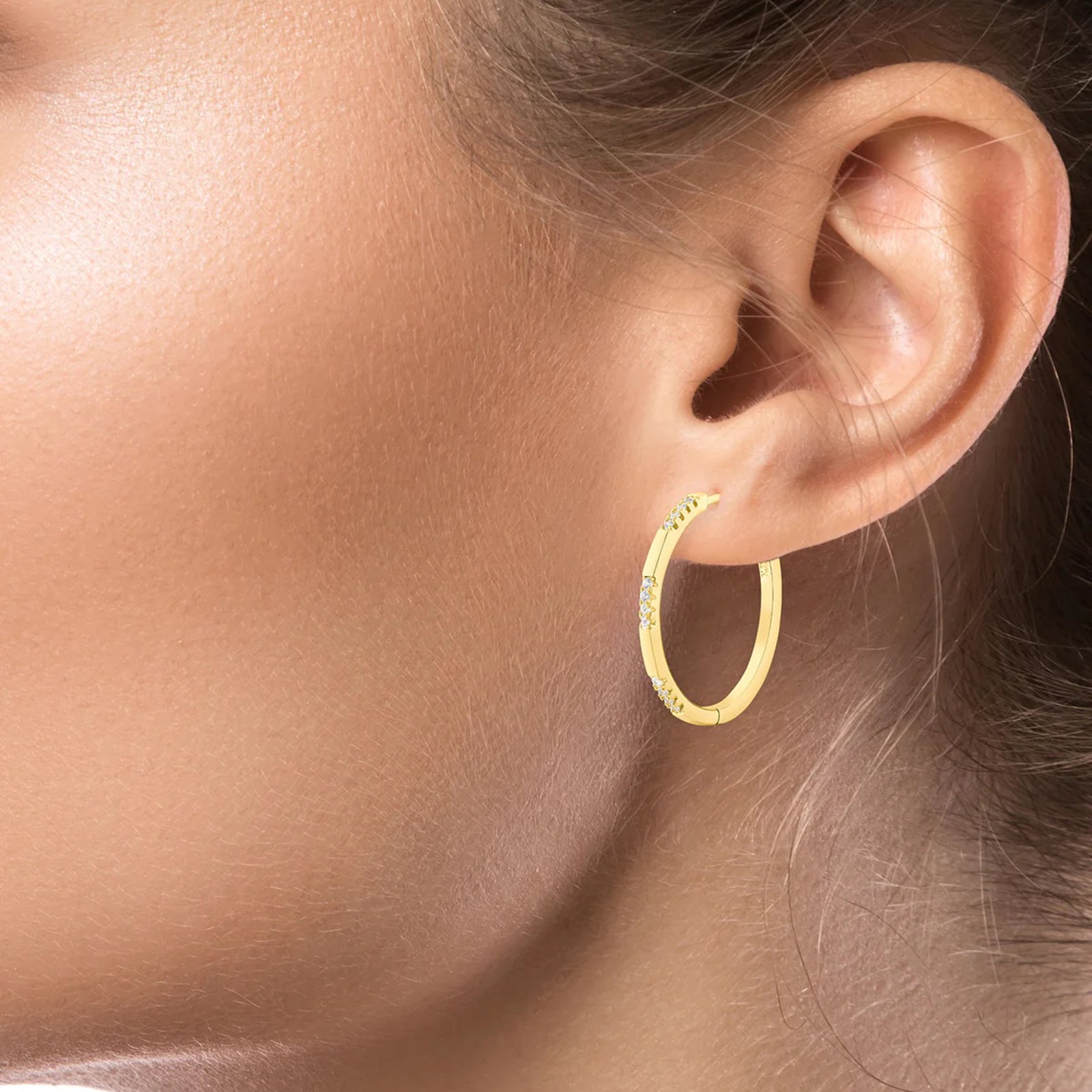 Pave Station Hoop Earrings