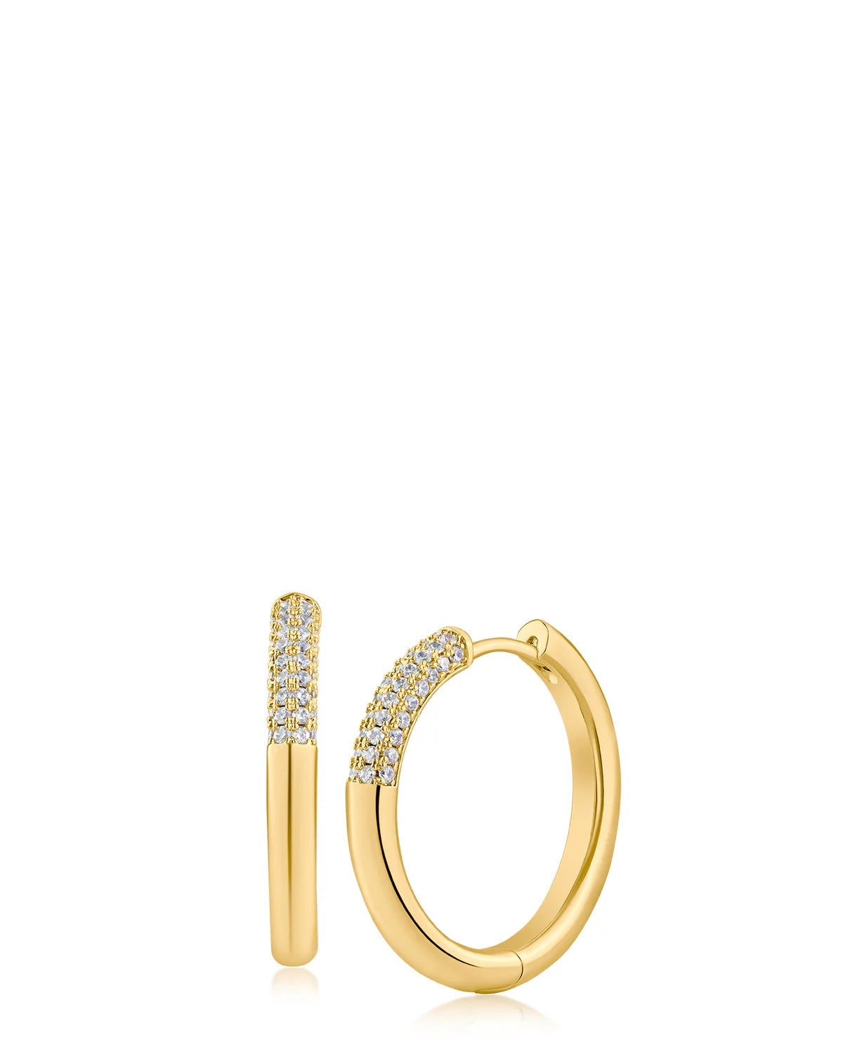 Pavé Accent Slim Gold Huggie Hoops