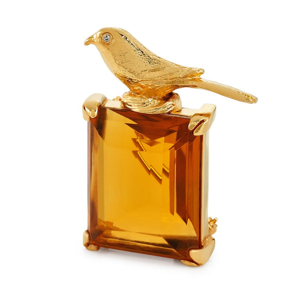 Gold and Topaz Bird Pin