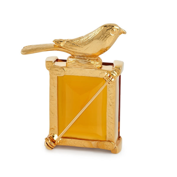 Gold and Topaz Bird Pin